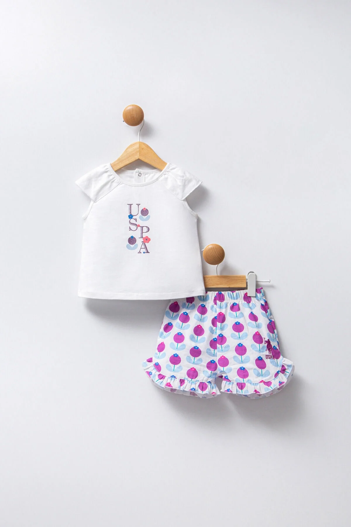 Arnetta U.S. Polo Assn Kız Bebek Beyaz Takım Bebek Takımları Toptan