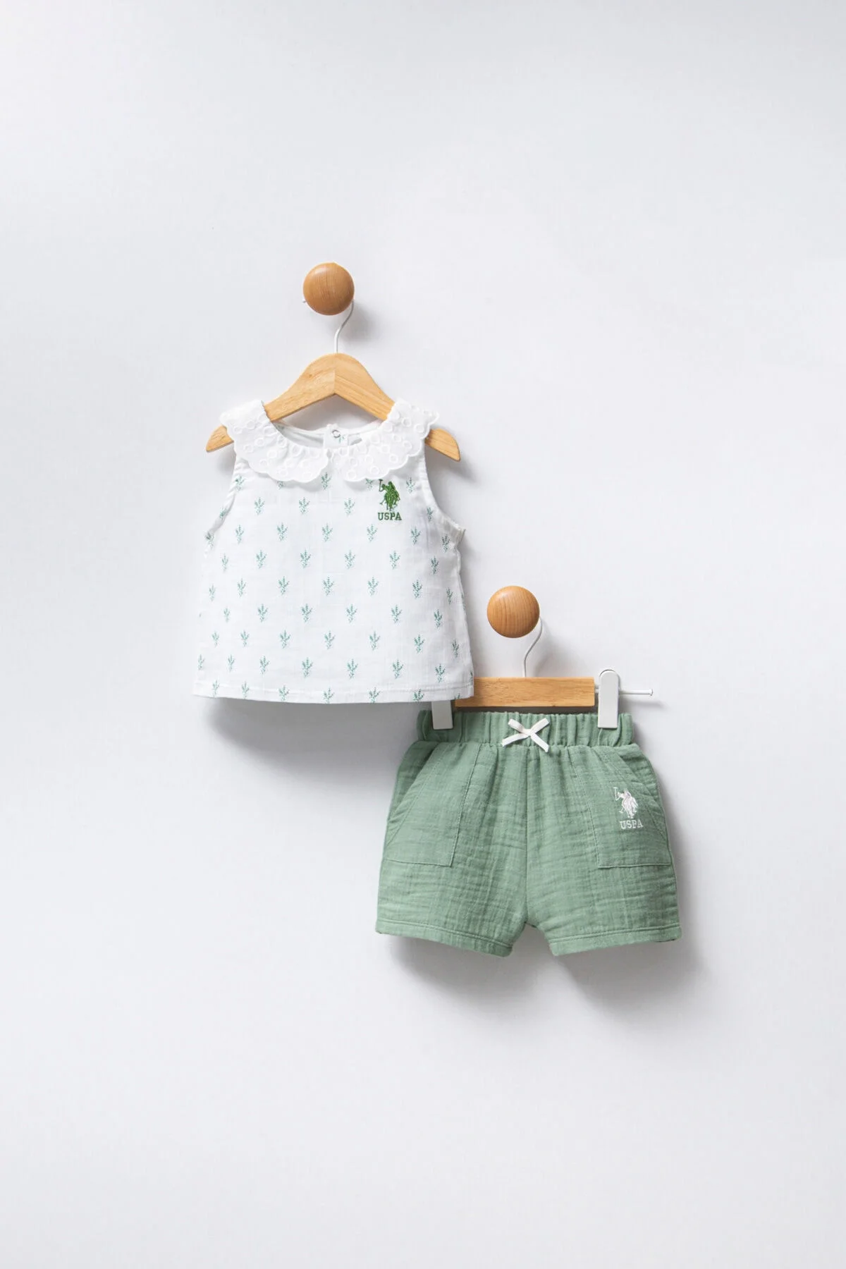 Arnetta U.S. Polo Assn Kız Bebek Beyaz Takım Bebek Takımları Toptan