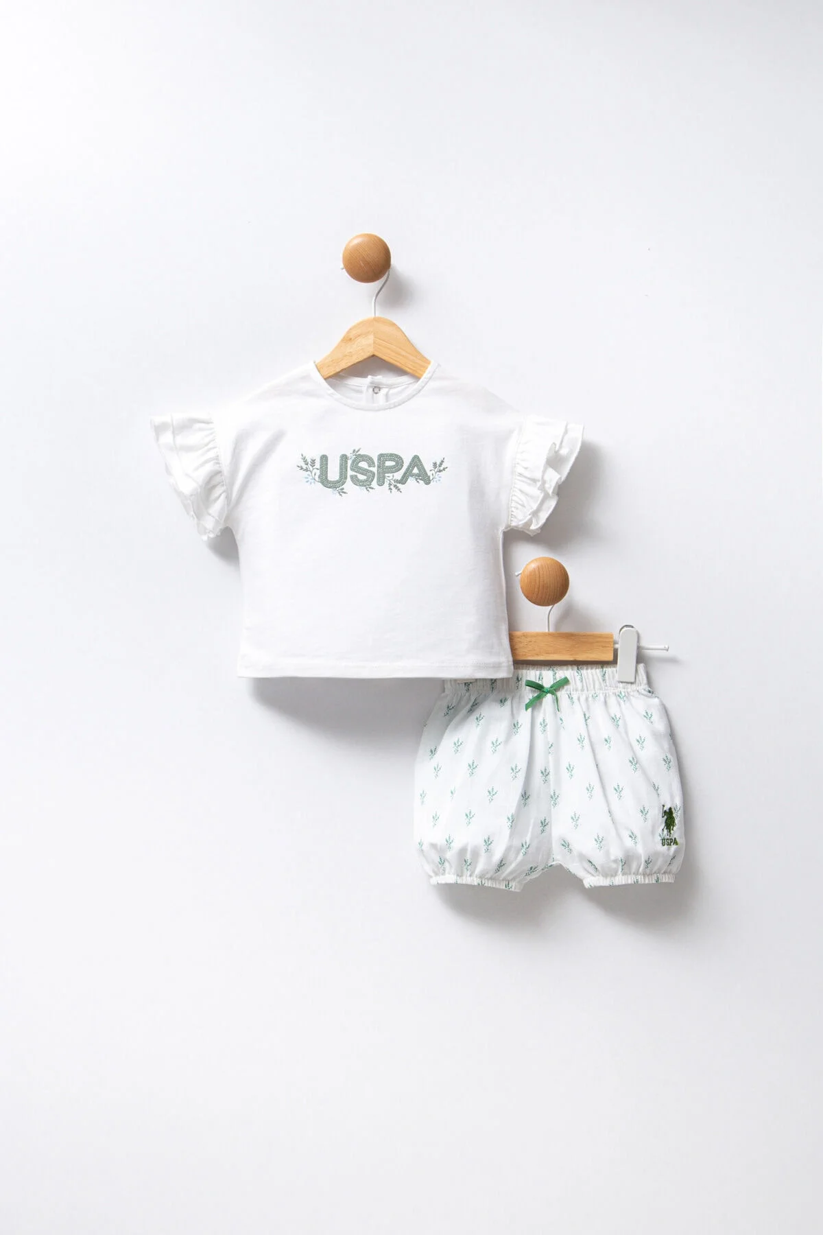 Arnetta U.S. Polo Assn Kız Bebek Beyaz Takım Bebek Takımları Toptan