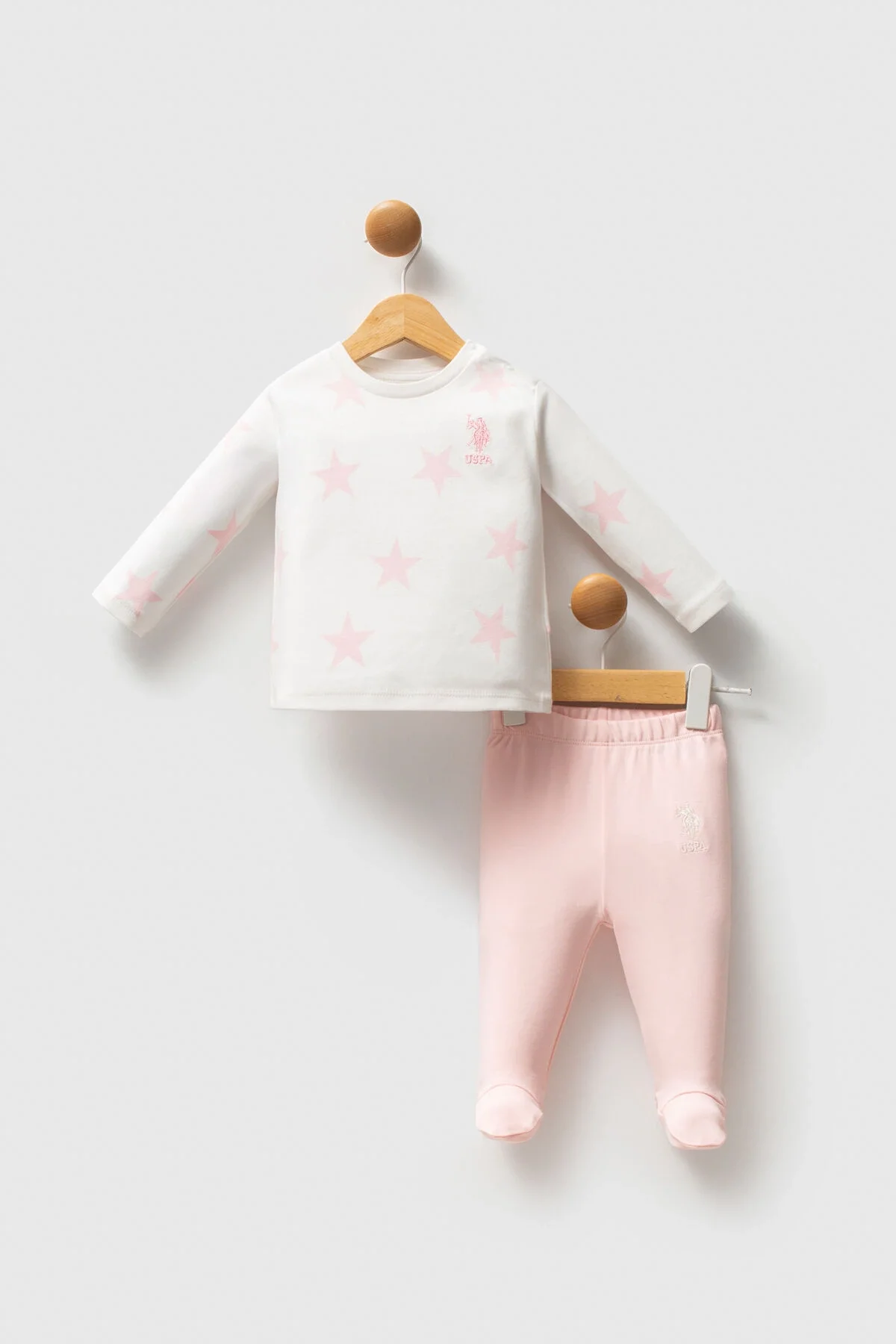 Arnetta U.S. Polo Assn Kız Bebek Beyaz Takım Bebek Takımları Toptan