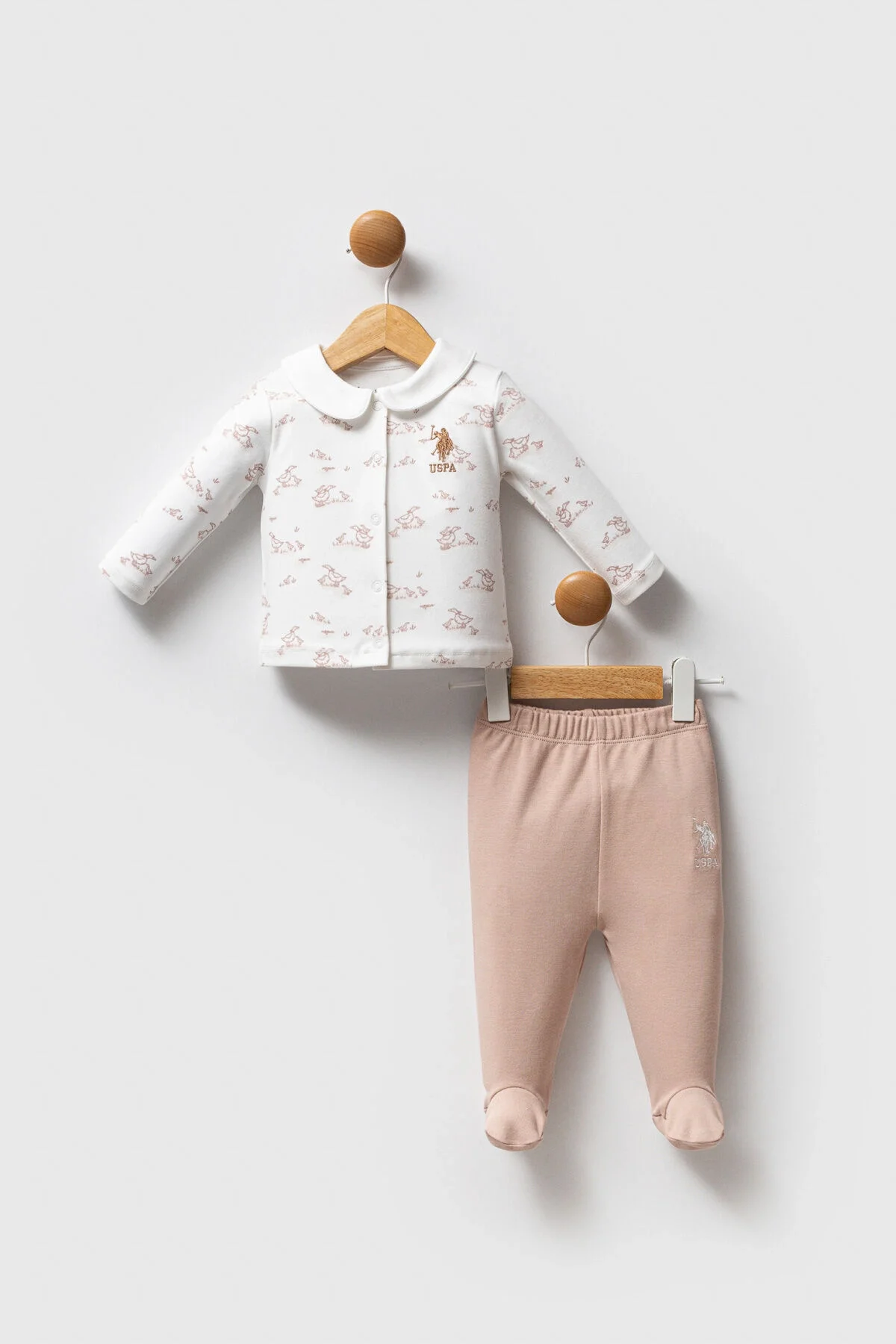 Arnetta U.S. Polo Assn Kız Bebek Beyaz Takım Bebek Takımları Toptan