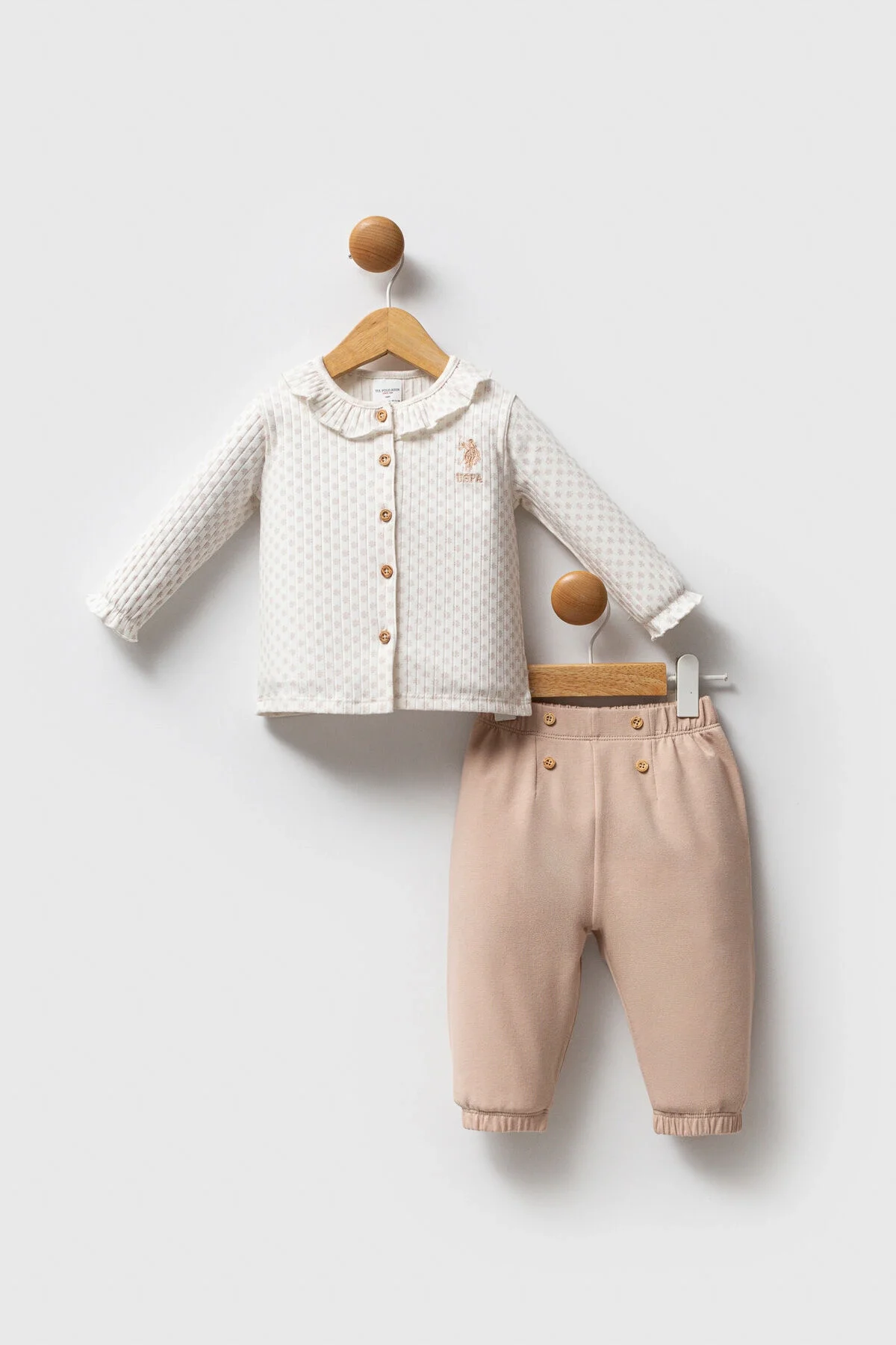 Arnetta U.S. Polo Assn Kız Bebek Beyaz Takım Bebek Takımları Toptan