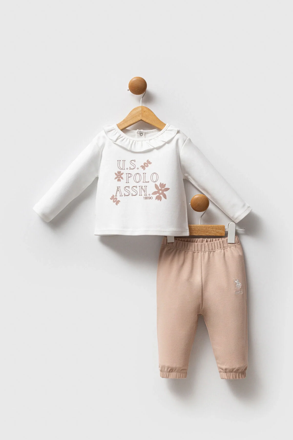 Arnetta U.S. Polo Assn Kız Bebek Beyaz Takım Bebek Takımları Toptan