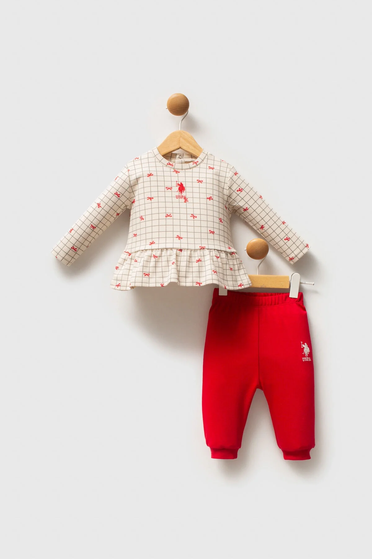 Arnetta U.S. Polo Assn Kız Bebek Beyaz Takım Bebek Takımları Toptan