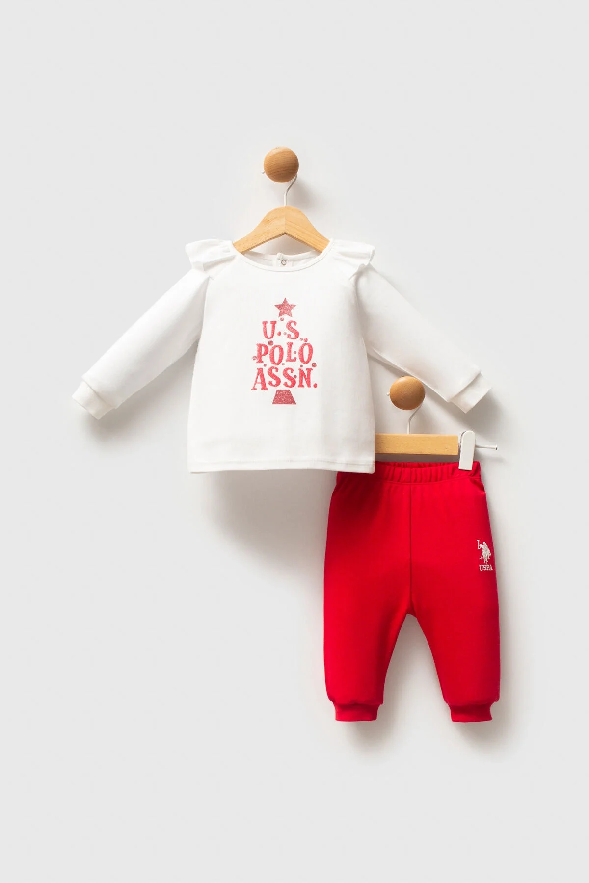 Arnetta U.S. Polo Assn Kız Bebek Beyaz Takım Bebek Takımları Toptan