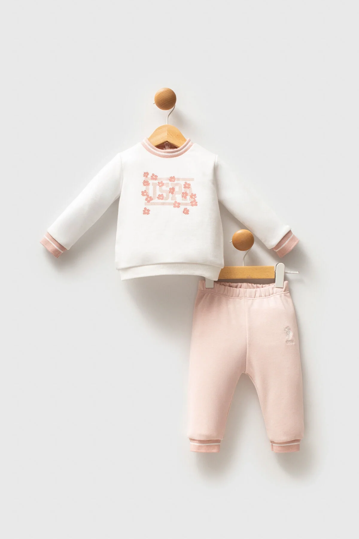 Arnetta U.S. Polo Assn Kız Bebek Beyaz Takım Bebek Takımları Toptan