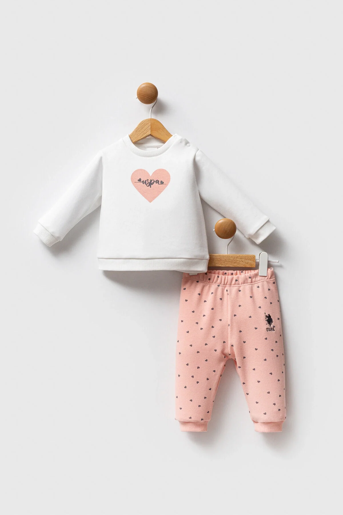 Arnetta U.S. Polo Assn Kız Bebek Beyaz Takım Bebek Takımları Toptan