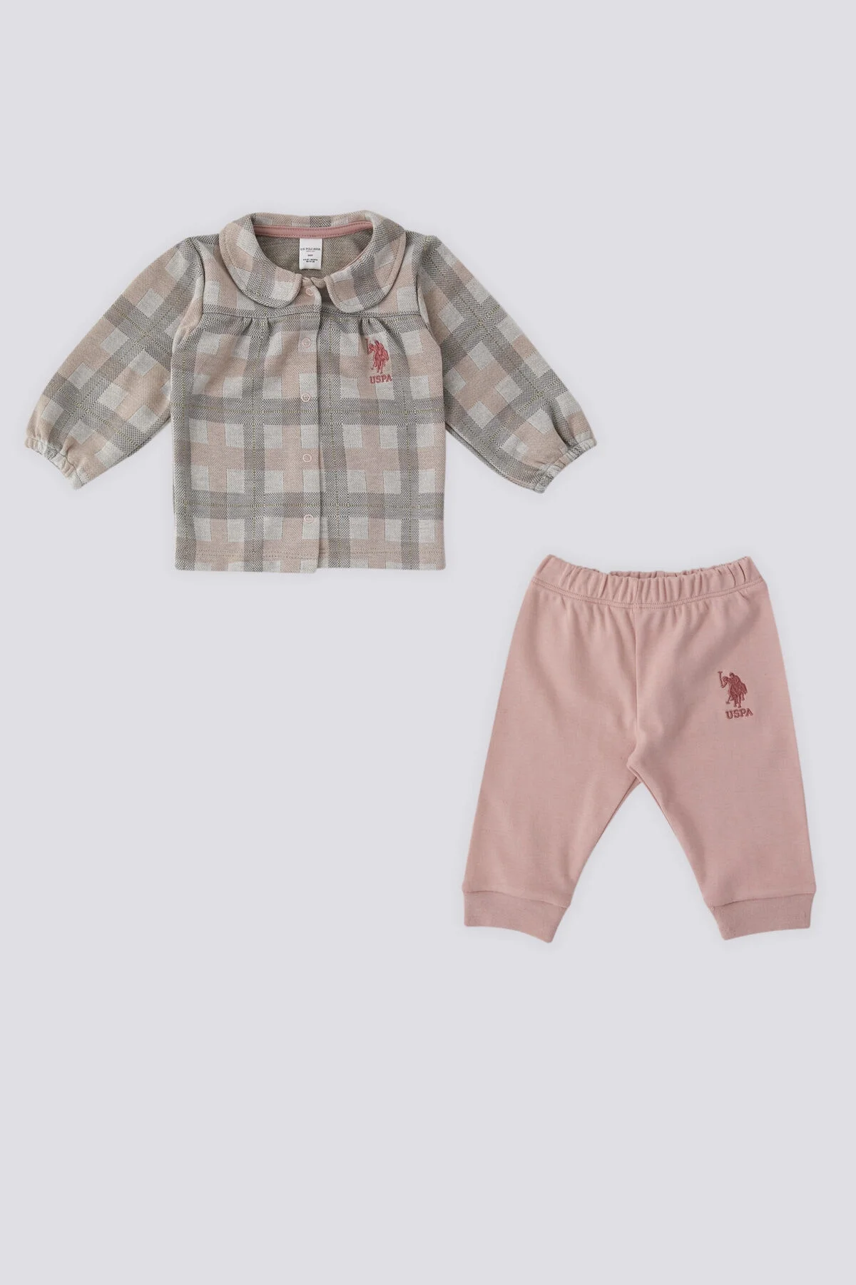 Arnetta U.S. Polo Assn Kız Bebek Gri Takım Bebek Takımları Toptan