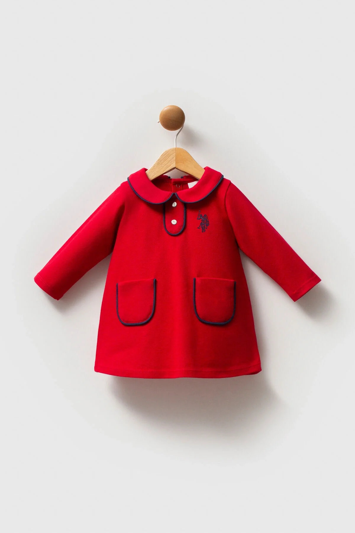 Arnetta U.S. Polo Assn Kız Bebek Kırmızı Elbise Elbise Toptan