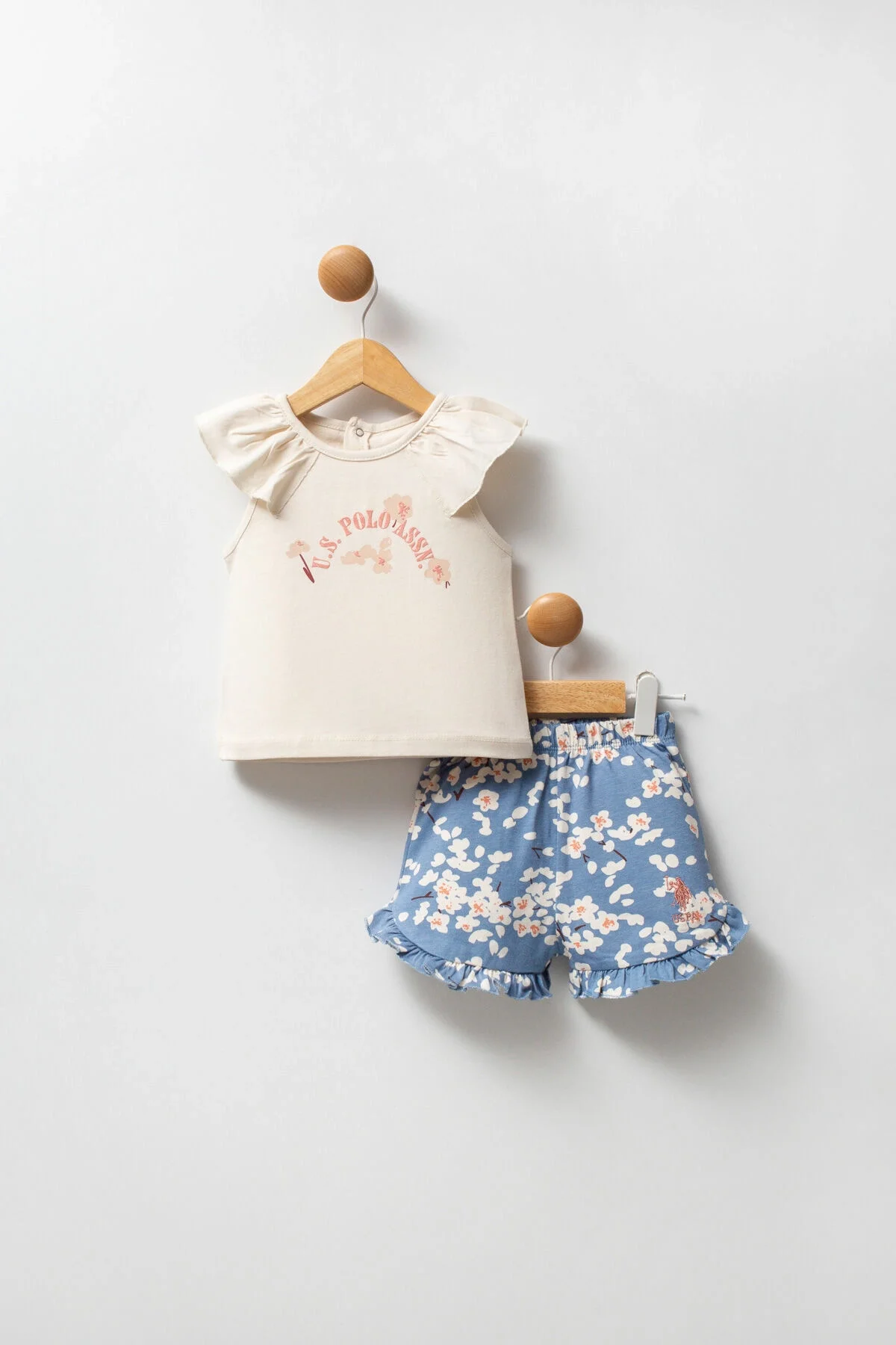 Arnetta U.S. Polo Assn Kız Bebek Krem Takım Bebek Takımları Toptan