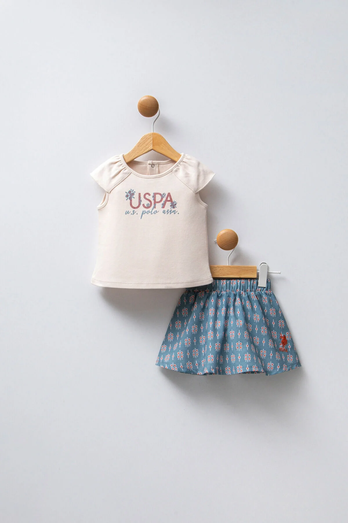 Arnetta U.S. Polo Assn Kız Bebek Krem Takım Bebek Takımları Toptan