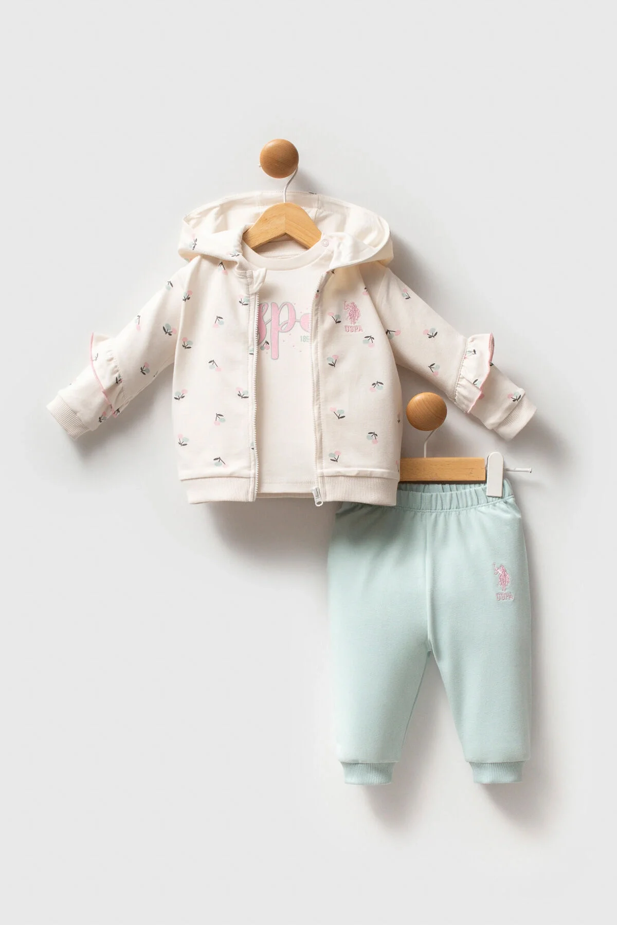 Arnetta U.S. Polo Assn Kız Bebek Krem Takım Bebek Takımları Toptan