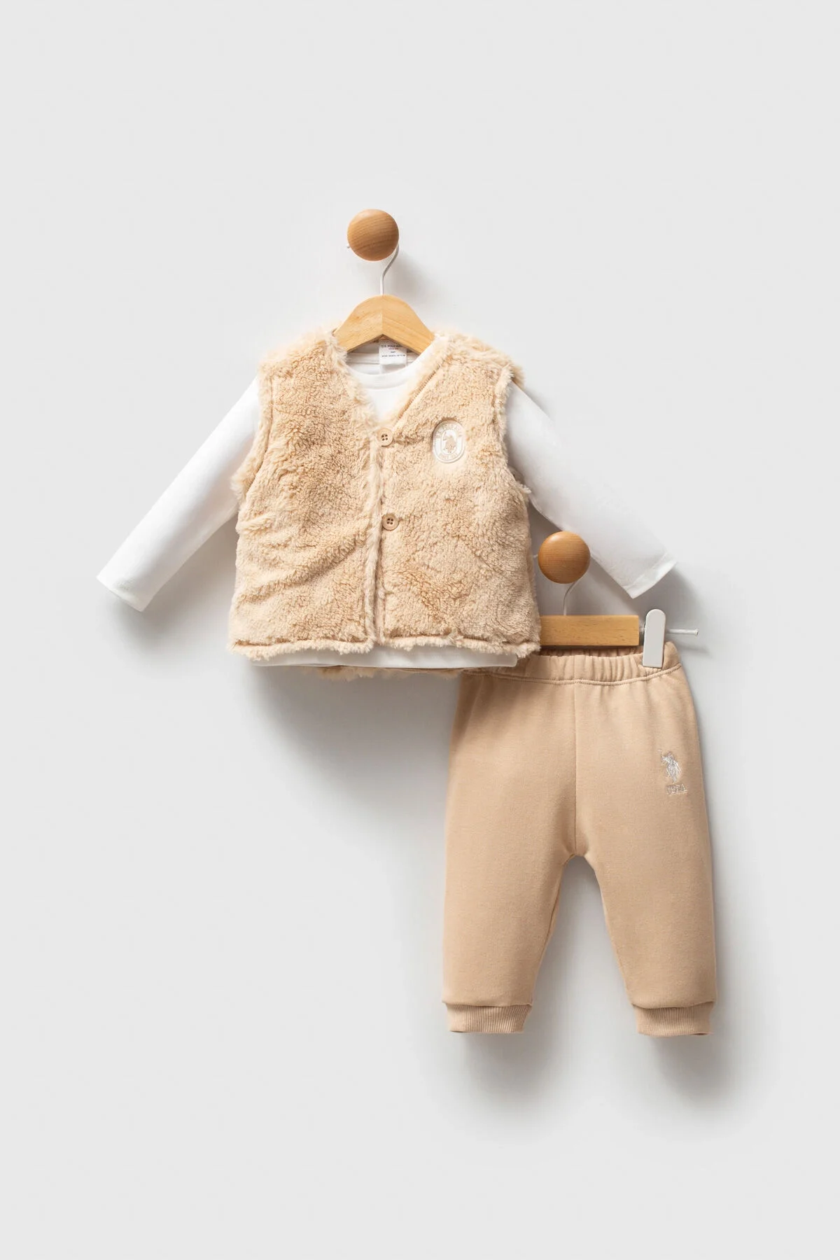 Arnetta U.S. Polo Assn Kız Bebek Krem Takım Bebek Takımları Toptan