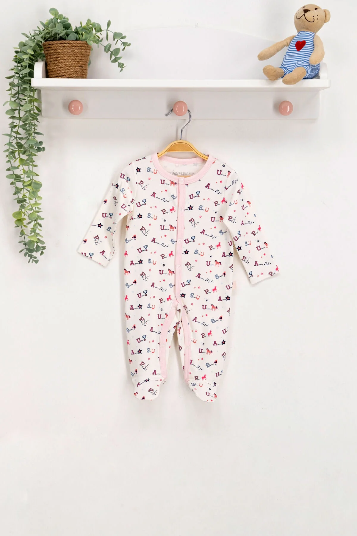 Arnetta U.S. Polo Assn Kız Bebek Krem Tulum Tulum & Salopet Toptan