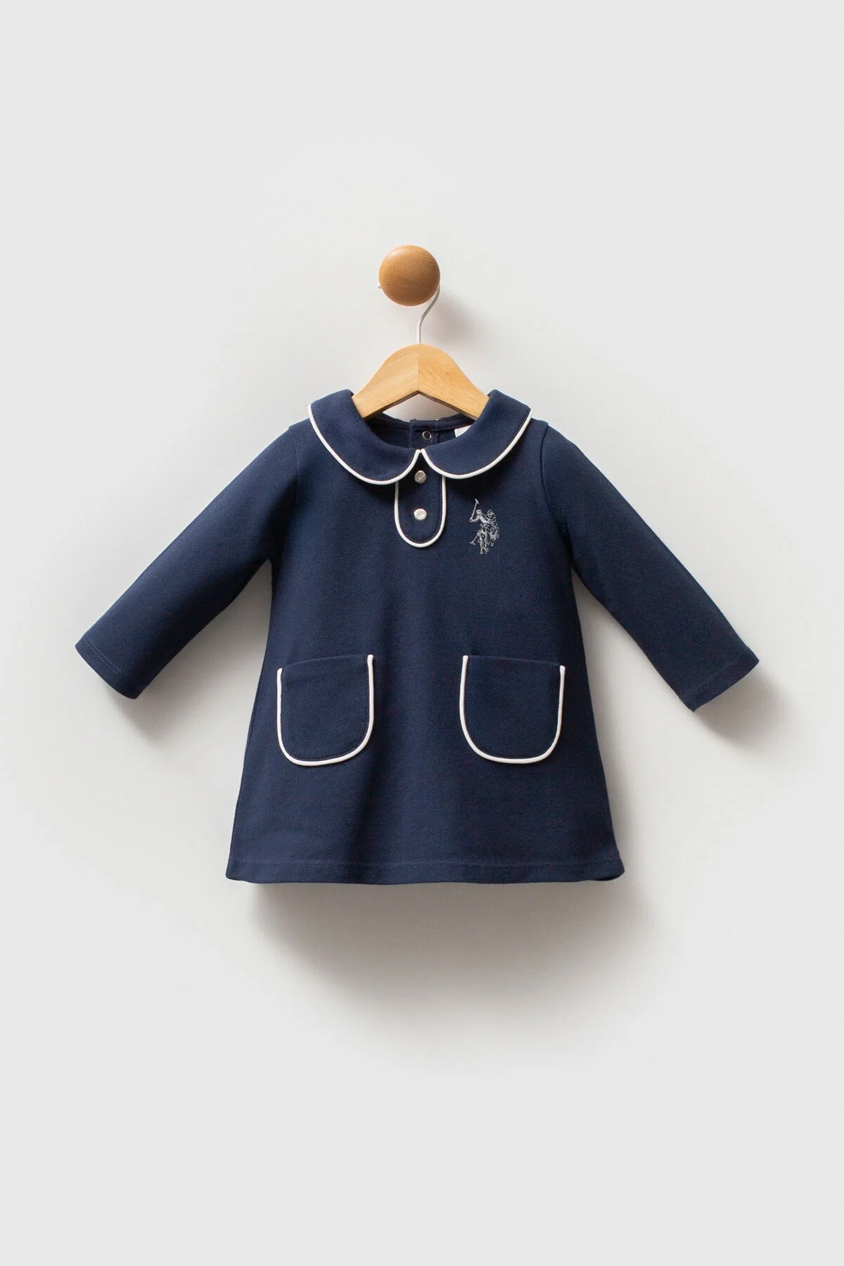 Arnetta U.S. Polo Assn Kız Bebek Lacivert Elbise Elbise Toptan