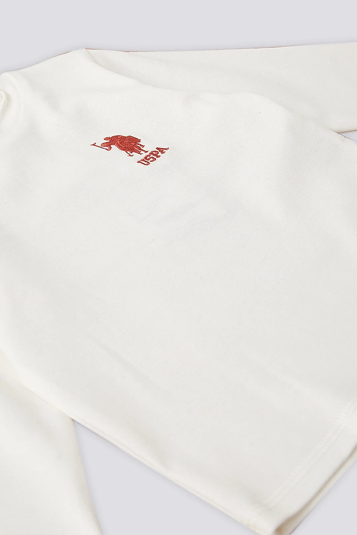 U.S. Polo Assn Kız Bebek Lacivert Takım, beyaz tişört ve gri kareli pantolon, marka logosu, bebek giyim seti