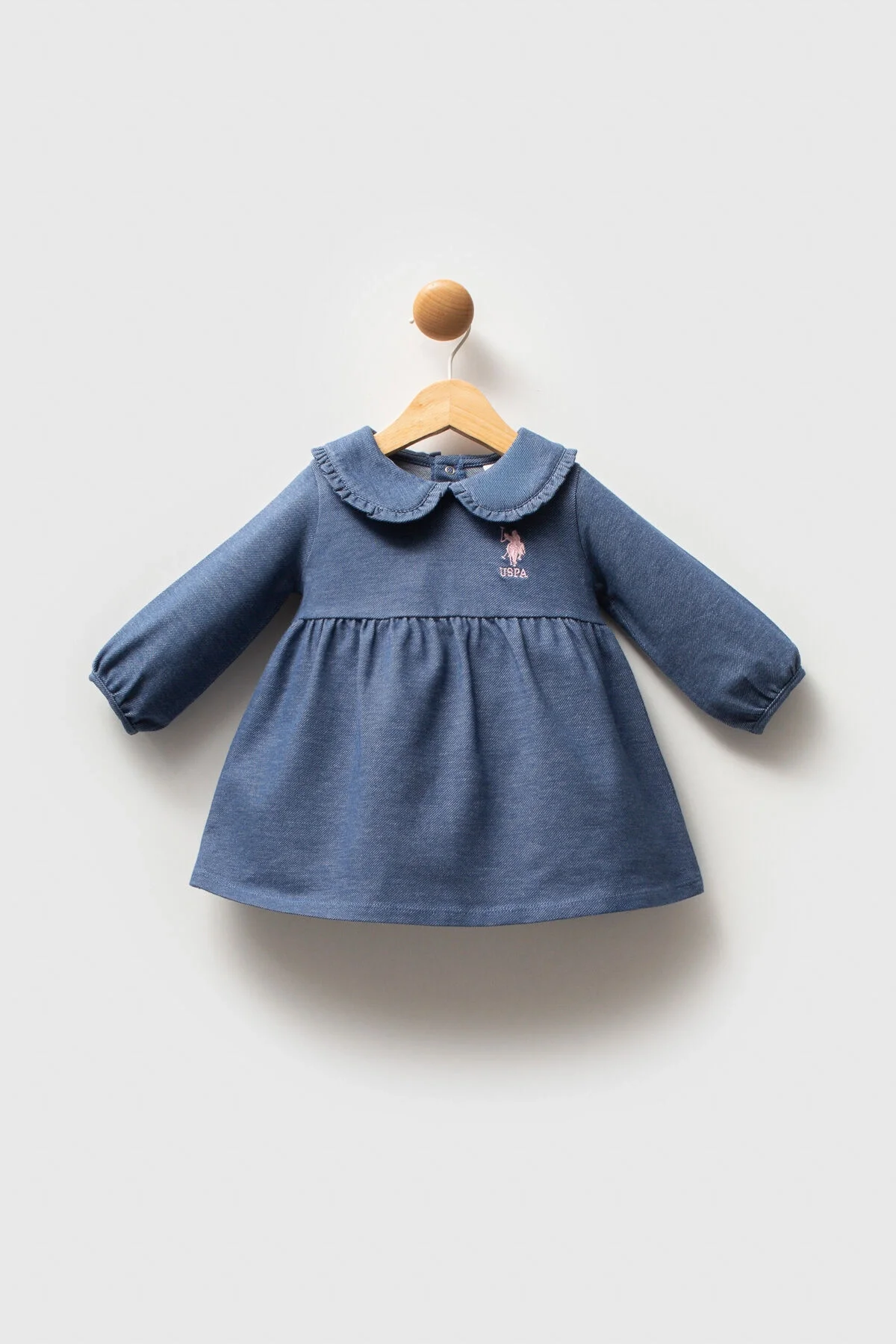 Arnetta U.S. Polo Assn Kız Bebek Mavi Elbise Elbise Toptan