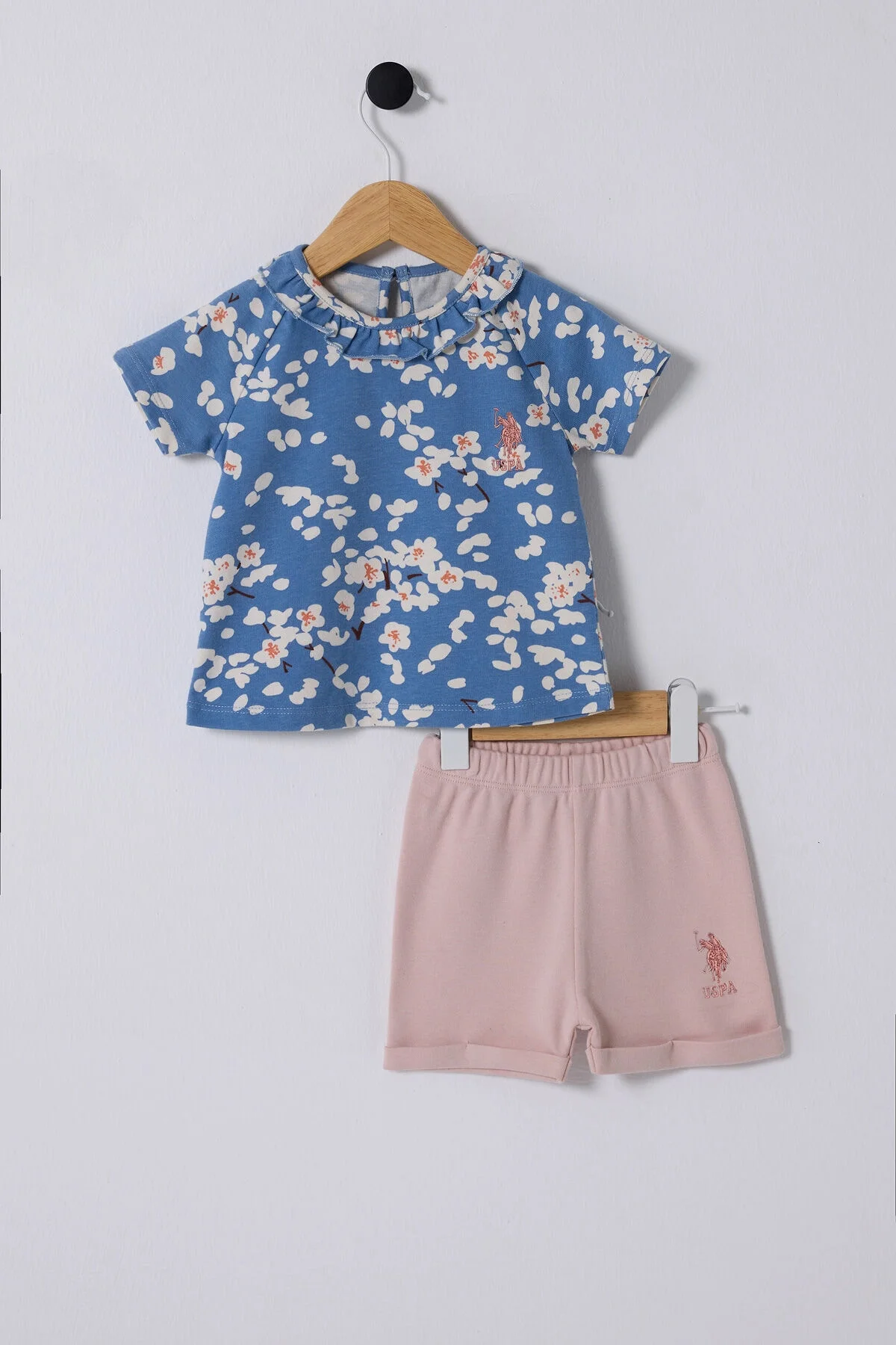 Arnetta U.S. Polo Assn Kız Bebek Mavi Takım Bebek Takımları Toptan