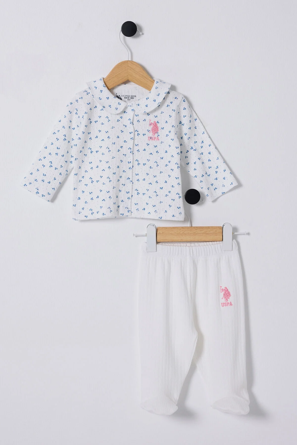 Arnetta U.S. Polo Assn Kız Bebek Mavi Takım Bebek Takımları Toptan