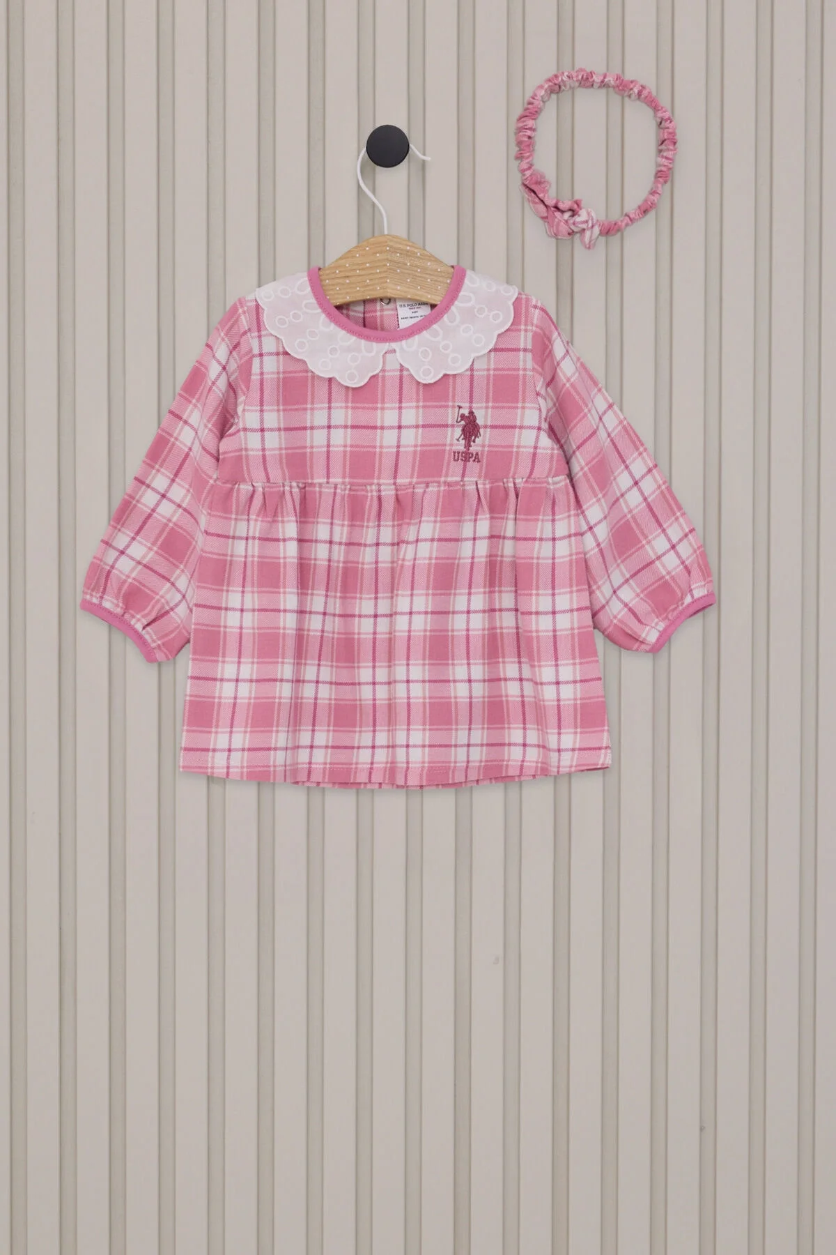 Arnetta U.S. Polo Assn Kız Bebek Pembe Elbise Elbise Toptan