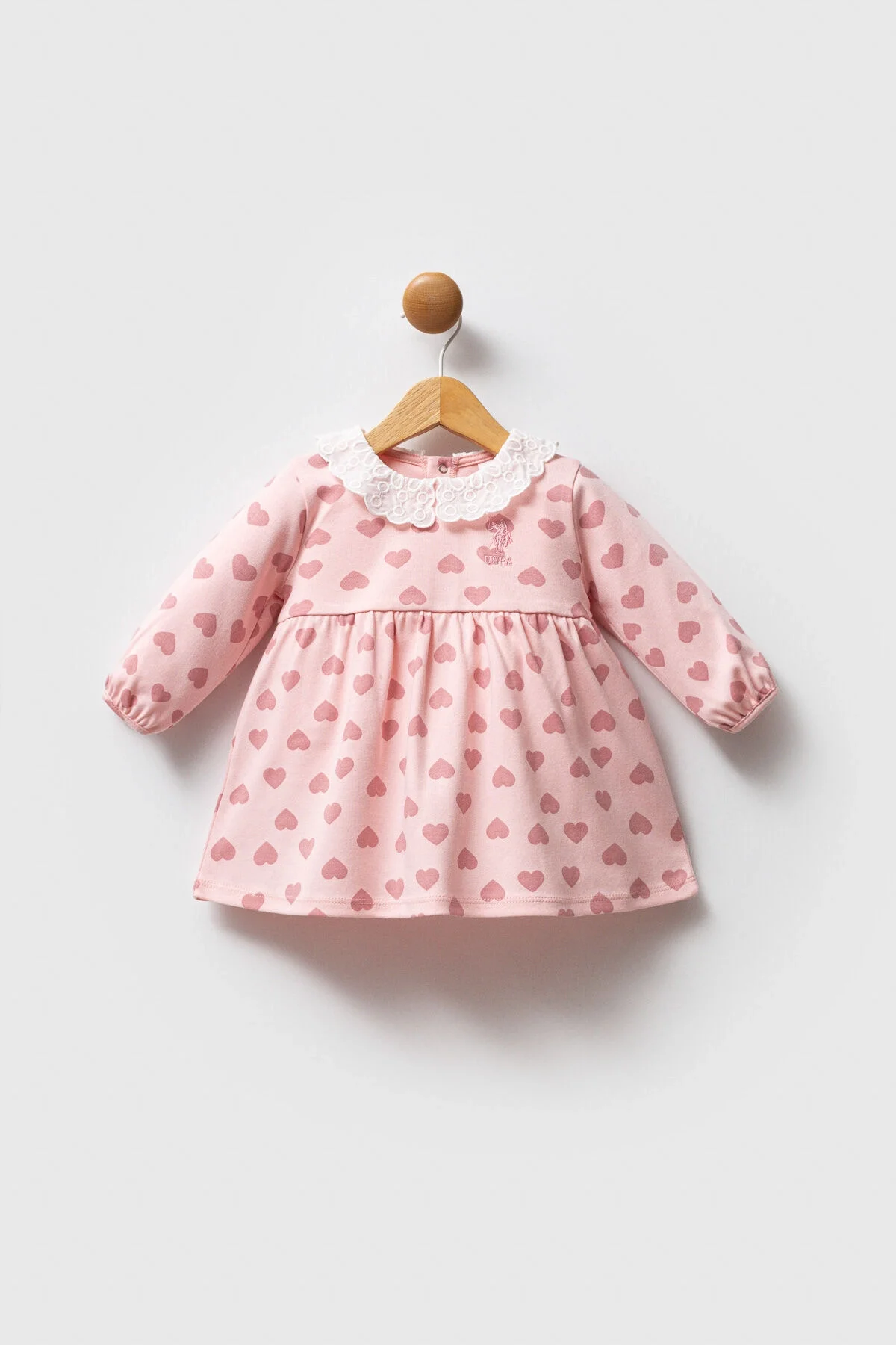 Arnetta U.S. Polo Assn Kız Bebek Pembe Elbise Elbise Toptan