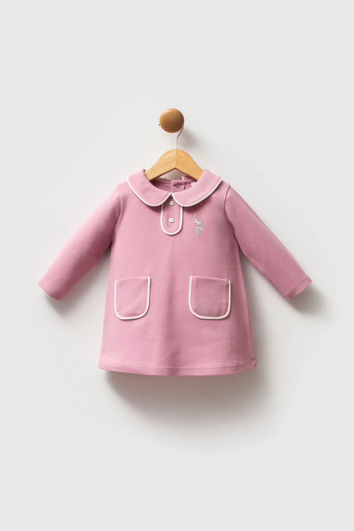 Arnetta U.S. Polo Assn Kız Bebek Pembe Elbise Elbise Toptan