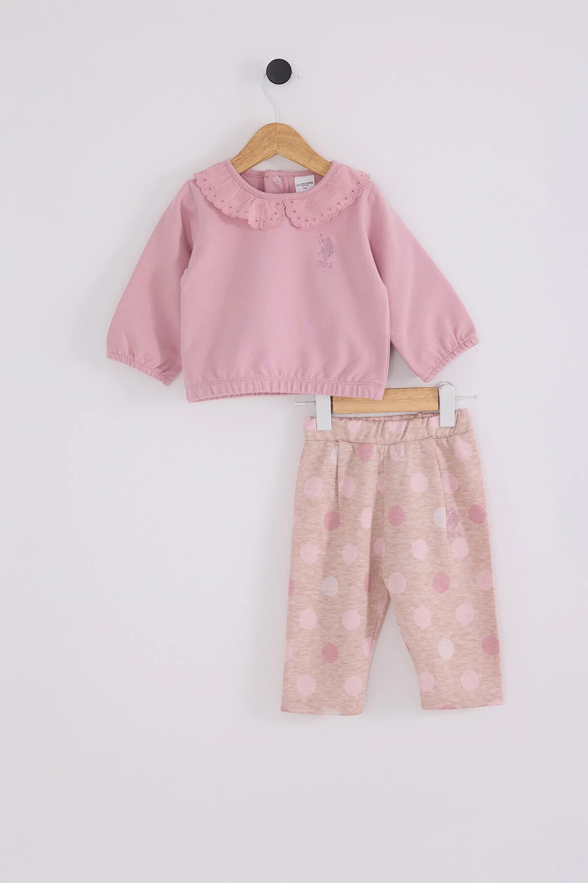 Arnetta U.S. Polo Assn Kız Bebek Pembe Takım Bebek Takımları Toptan