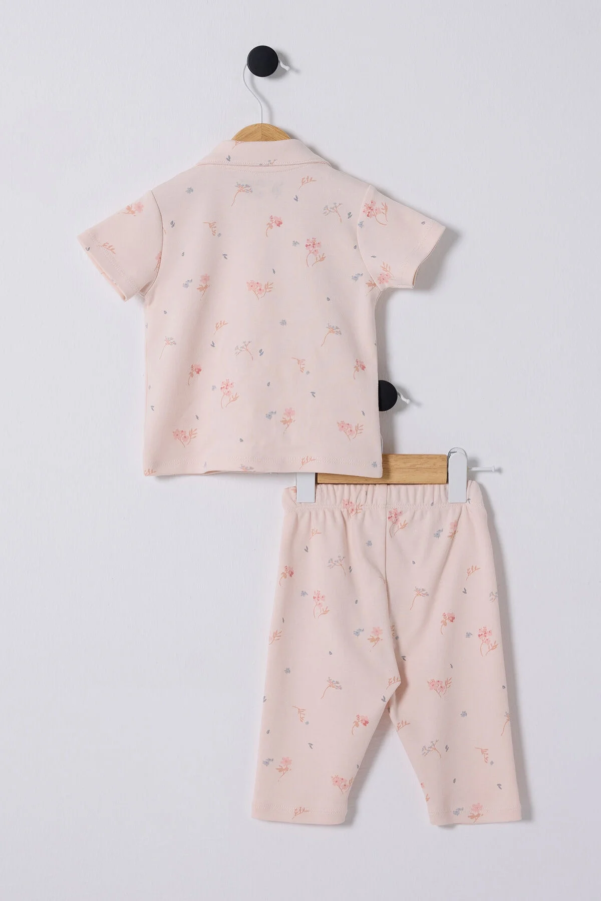Pembe desenli U.S. Polo Assn kız bebek takım elbise, kısa kollu gömlek ve pantolon, bebek giyim ürünü