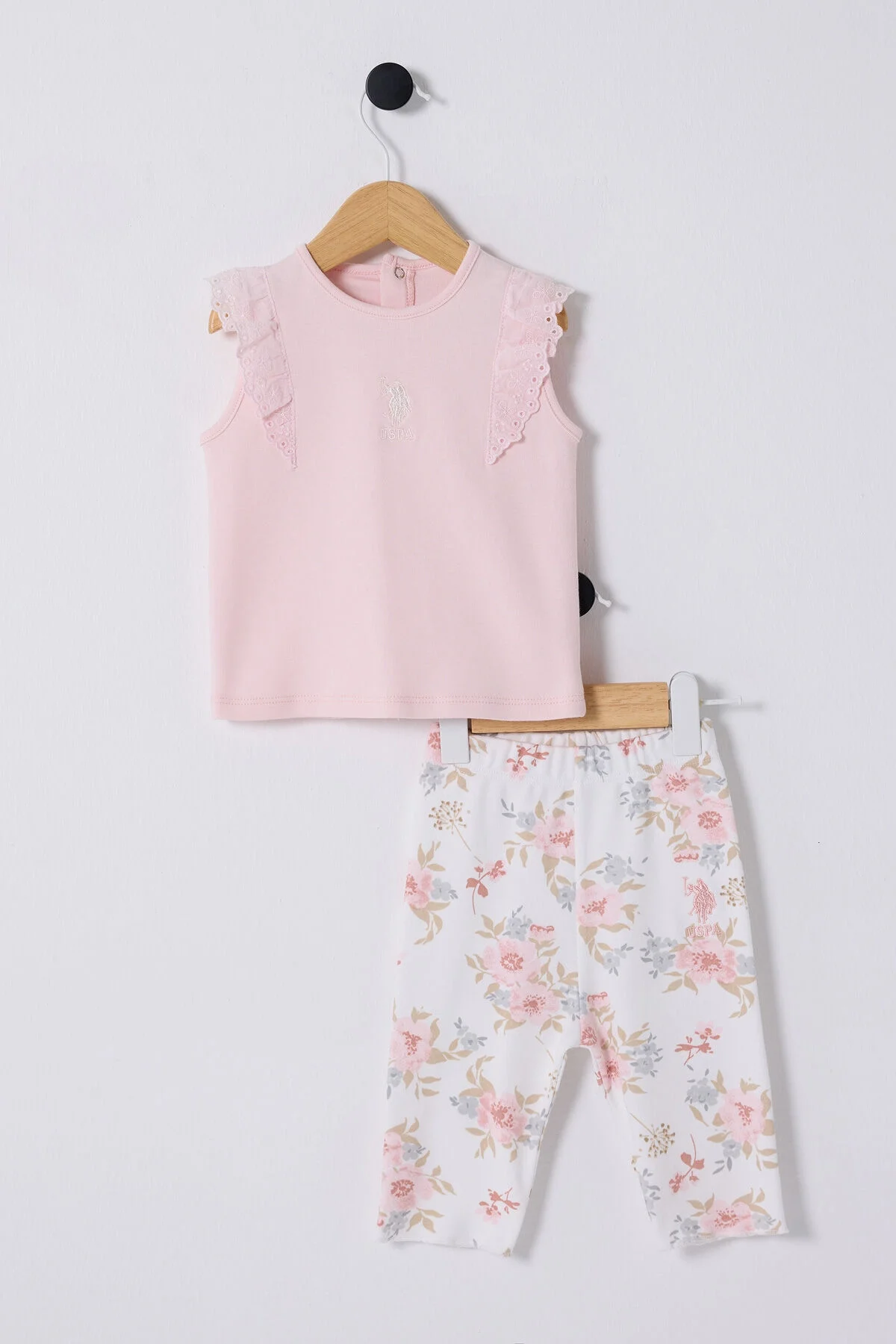 Arnetta U.S. Polo Assn Kız Bebek Pembe Takım Bebek Takımları Toptan