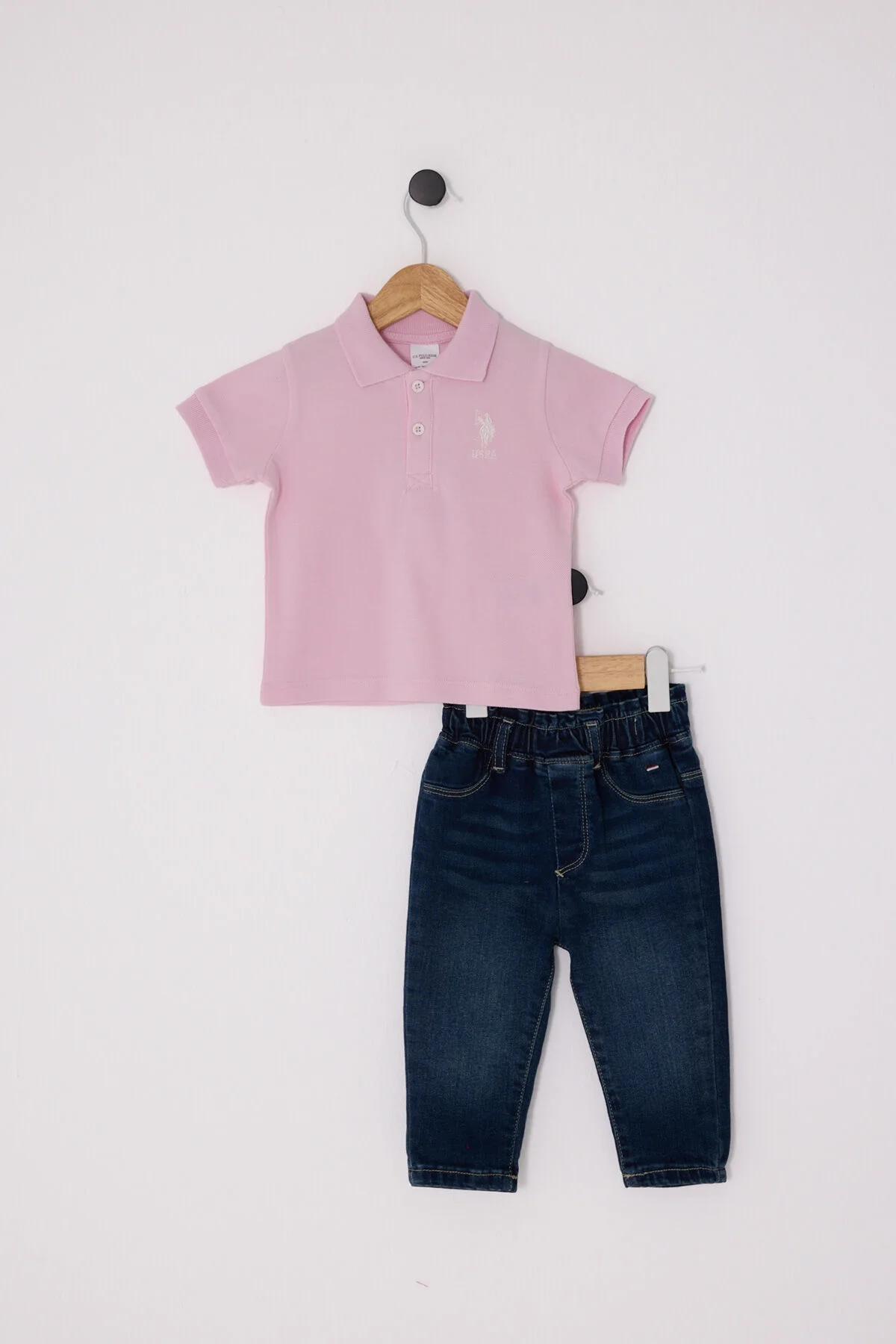 Arnetta U.S. Polo Assn Kız Bebek Pembe Takım Bebek Takımları Toptan