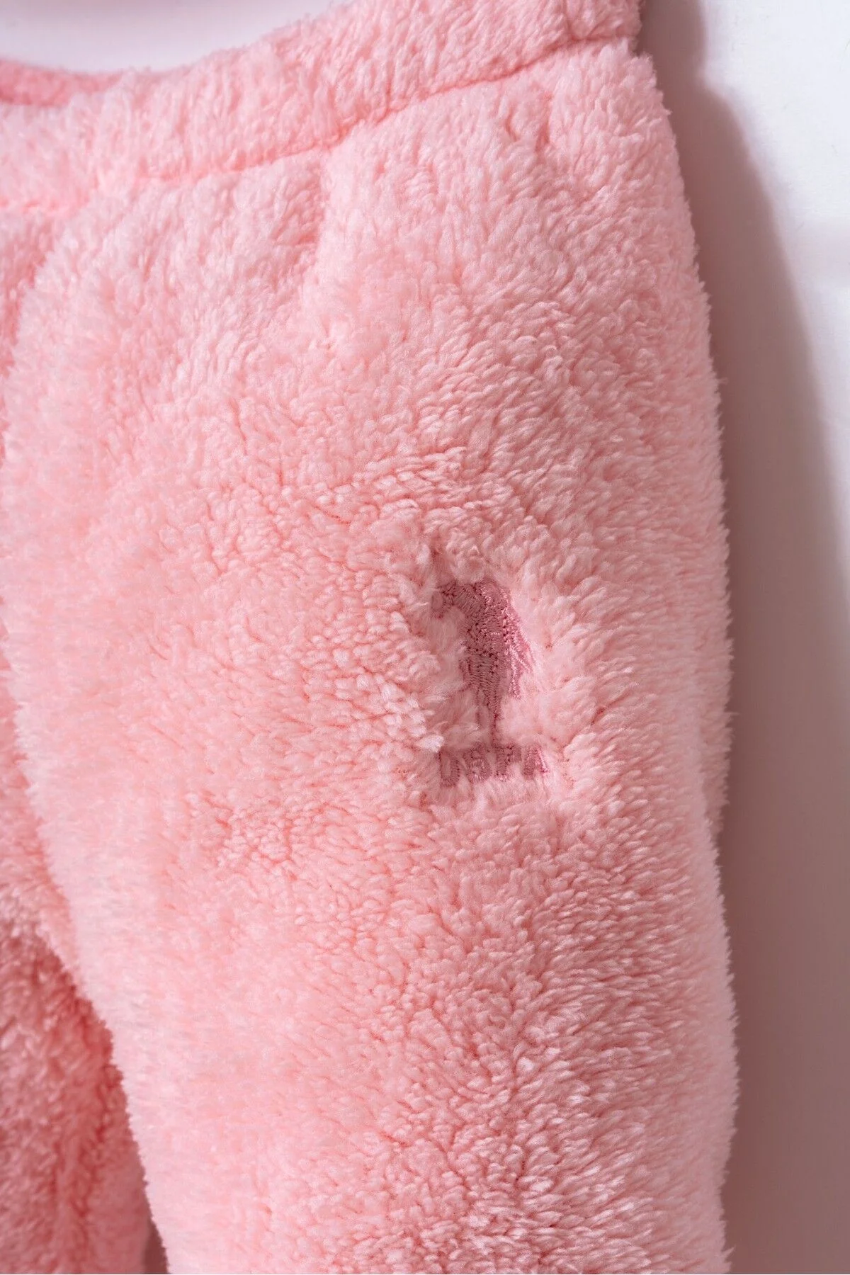 Pembe yumuşak dokulu bebek takım elbise, kapüşonlu ceket ve pantolon, U.S. Polo Assn markası, bebek giyim seti