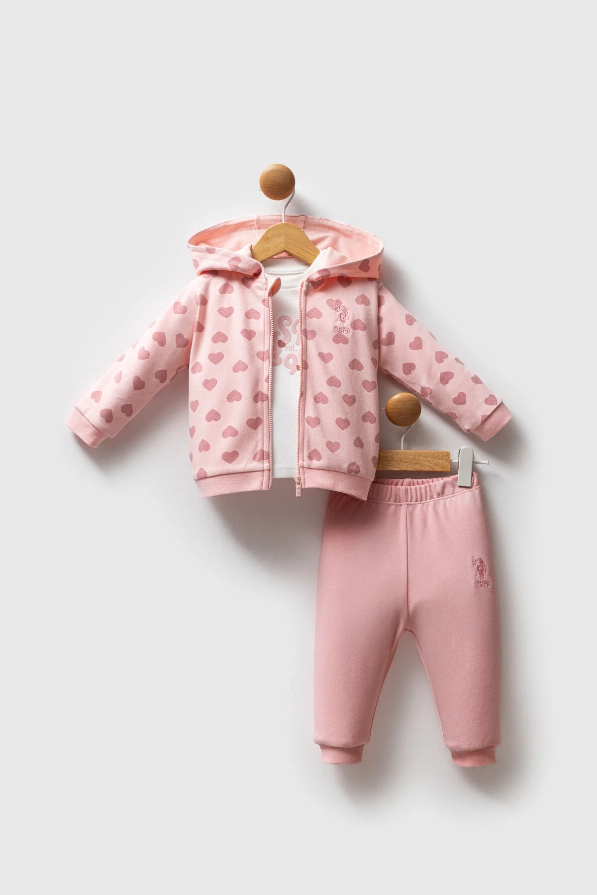 Arnetta U.S. Polo Assn Kız Bebek Pembe Takım Bebek Takımları Toptan