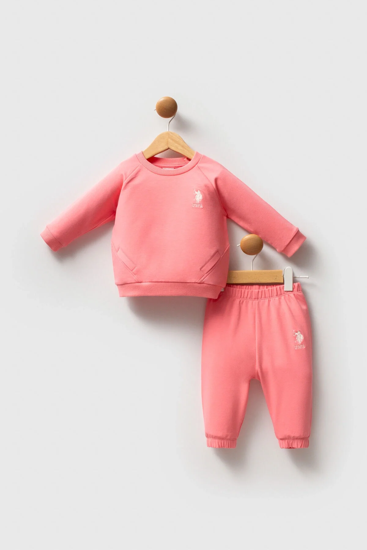 Arnetta U.S. Polo Assn Kız Bebek Pembe Takım Bebek Takımları Toptan