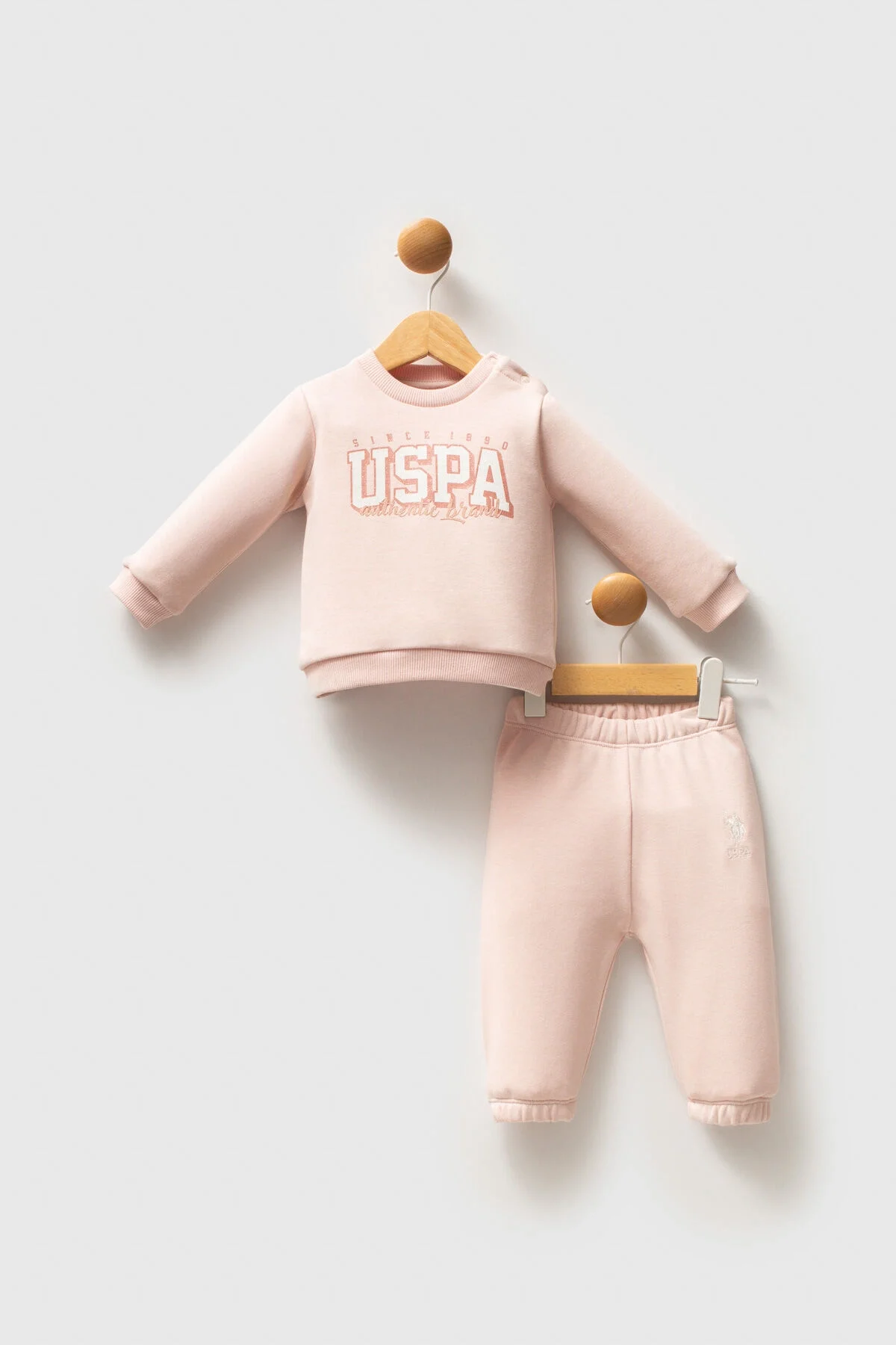 Arnetta U.S. Polo Assn Kız Bebek Pembe Takım Bebek Takımları Toptan