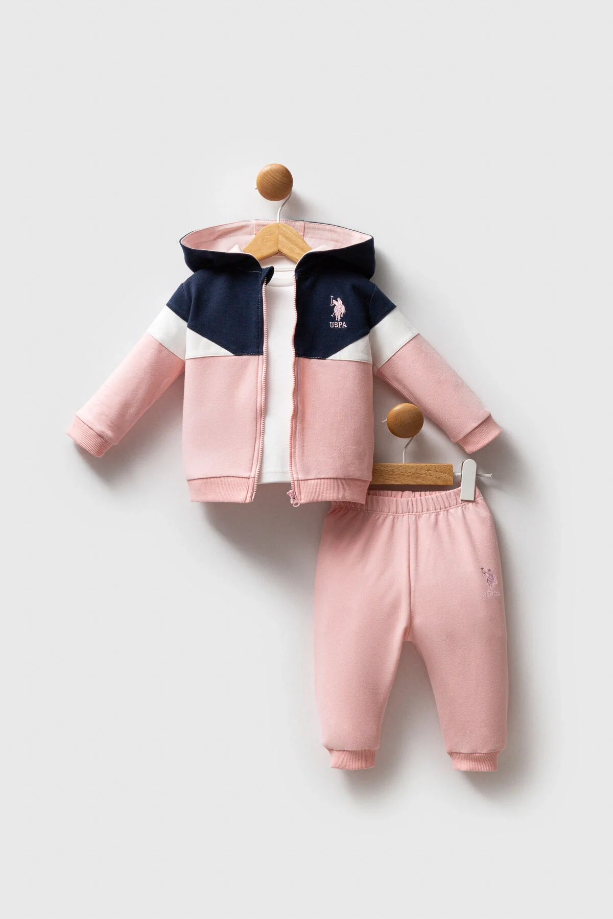 Arnetta U.S. Polo Assn Kız Bebek Pembe Takım Bebek Takımları Toptan