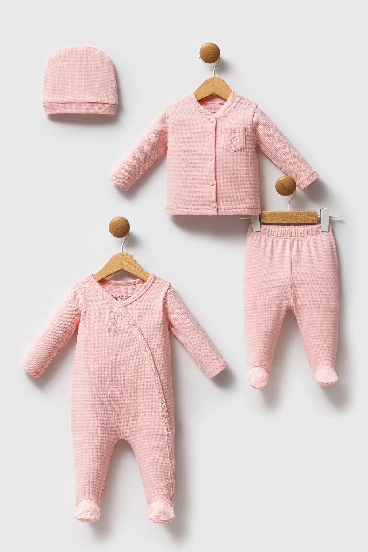 Arnetta U.S. Polo Assn Kız Bebek Pembe Takım Bebek Takımları Toptan