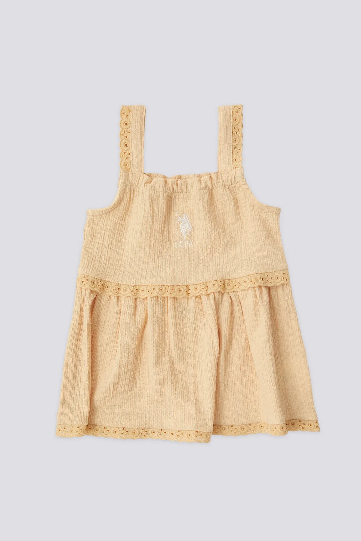 Arnetta U.S. Polo Assn Kız Bebek Sarı Elbise Elbise Toptan