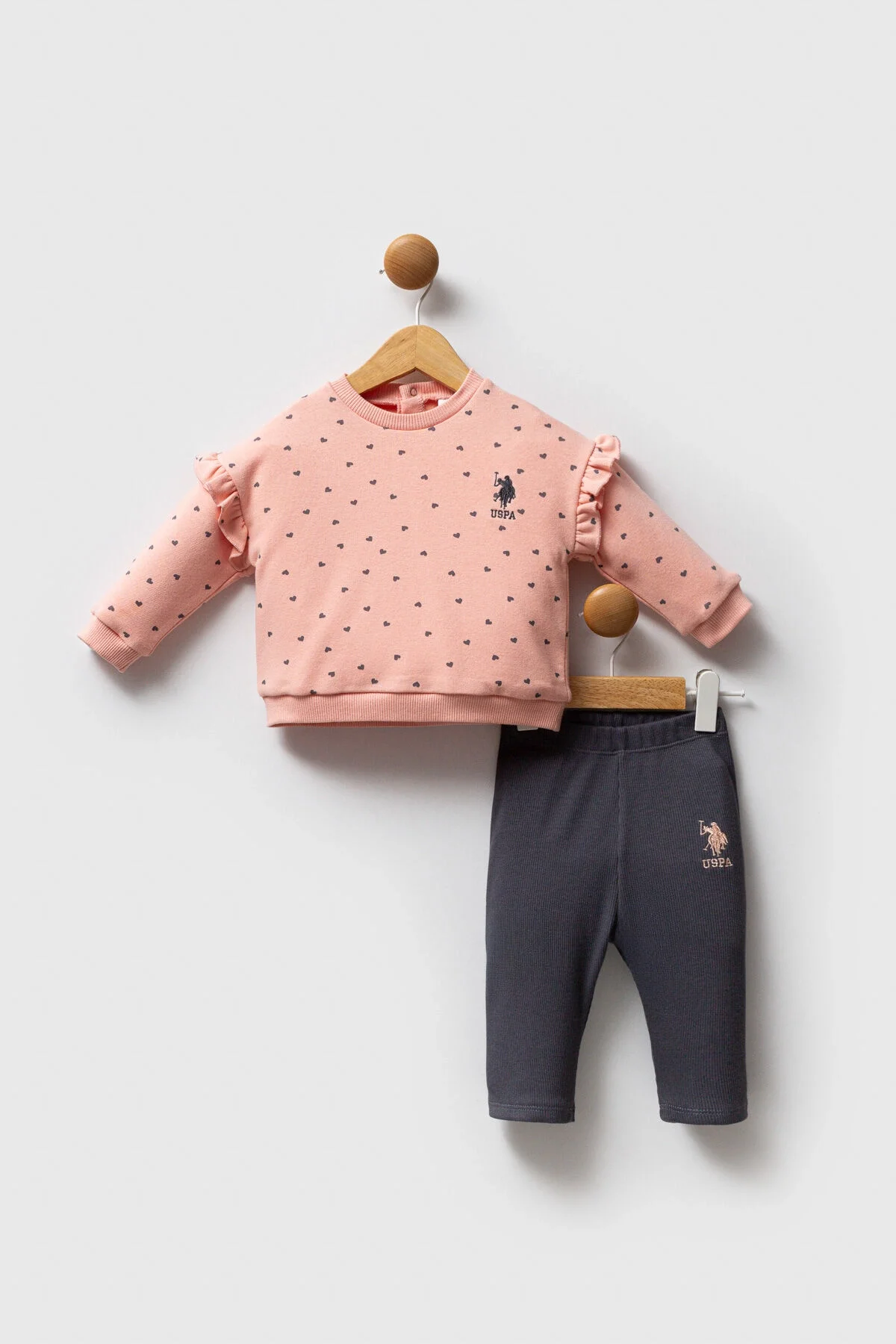 Arnetta U.S. Polo Assn Kız Bebek Turuncu Takım Bebek Takımları Toptan