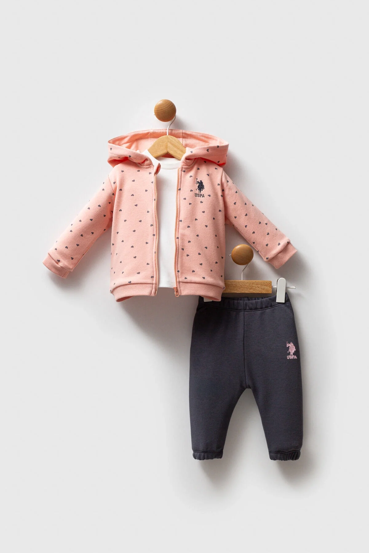 Arnetta U.S. Polo Assn Kız Bebek Turuncu Takım Bebek Takımları Toptan