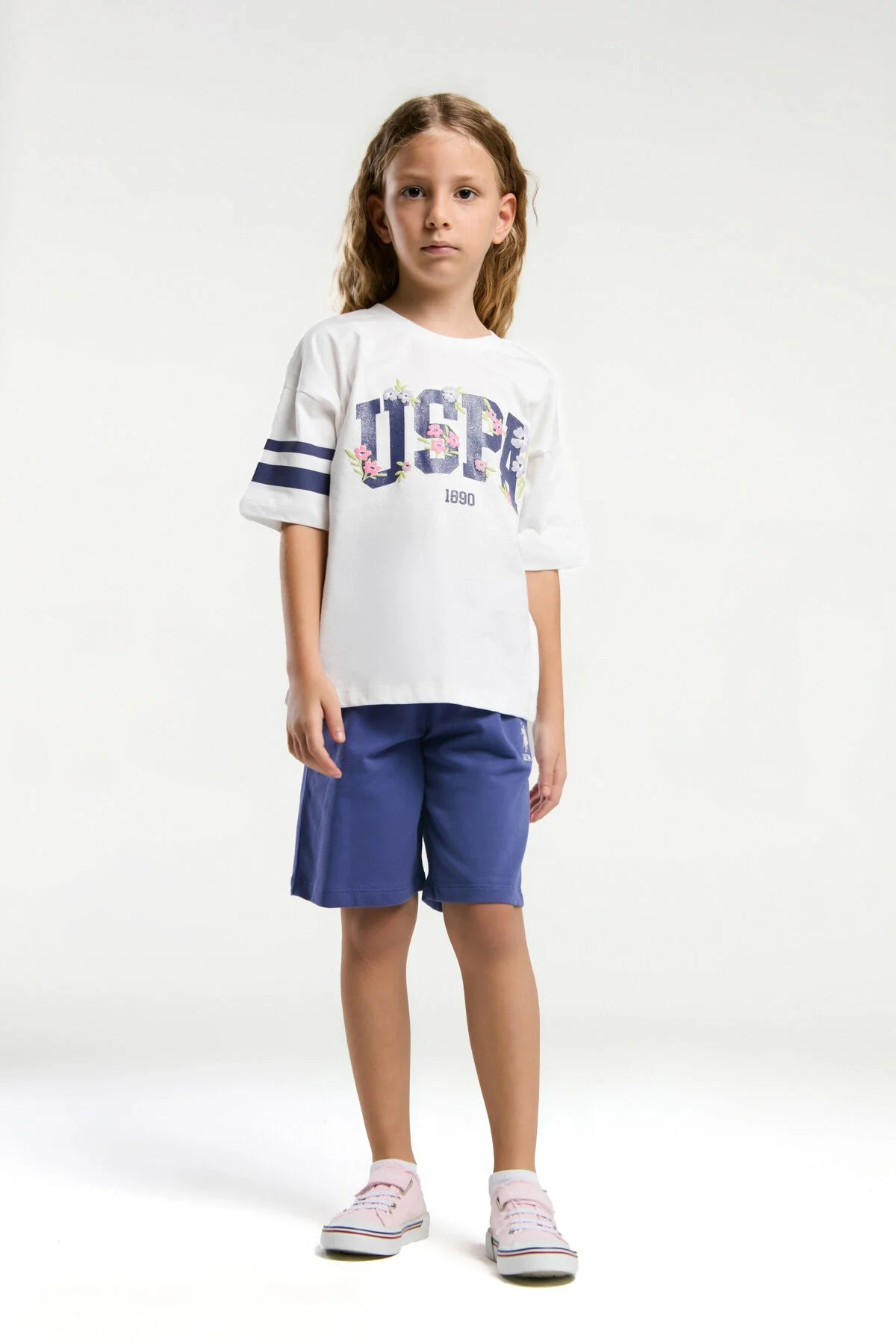 Arnetta U.S. Polo Assn Kız Çocuk Beyaz Bermuda Takım Bermuda Takım Toptan