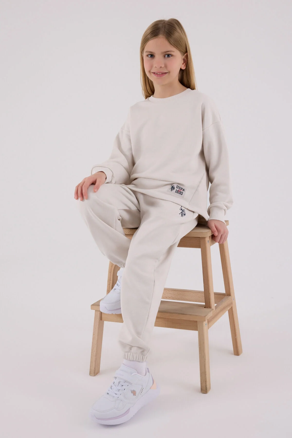 Arnetta U.S. Polo Assn Kız Çocuk Beyaz Eşofman Takımı Eşofman Takımı Toptan