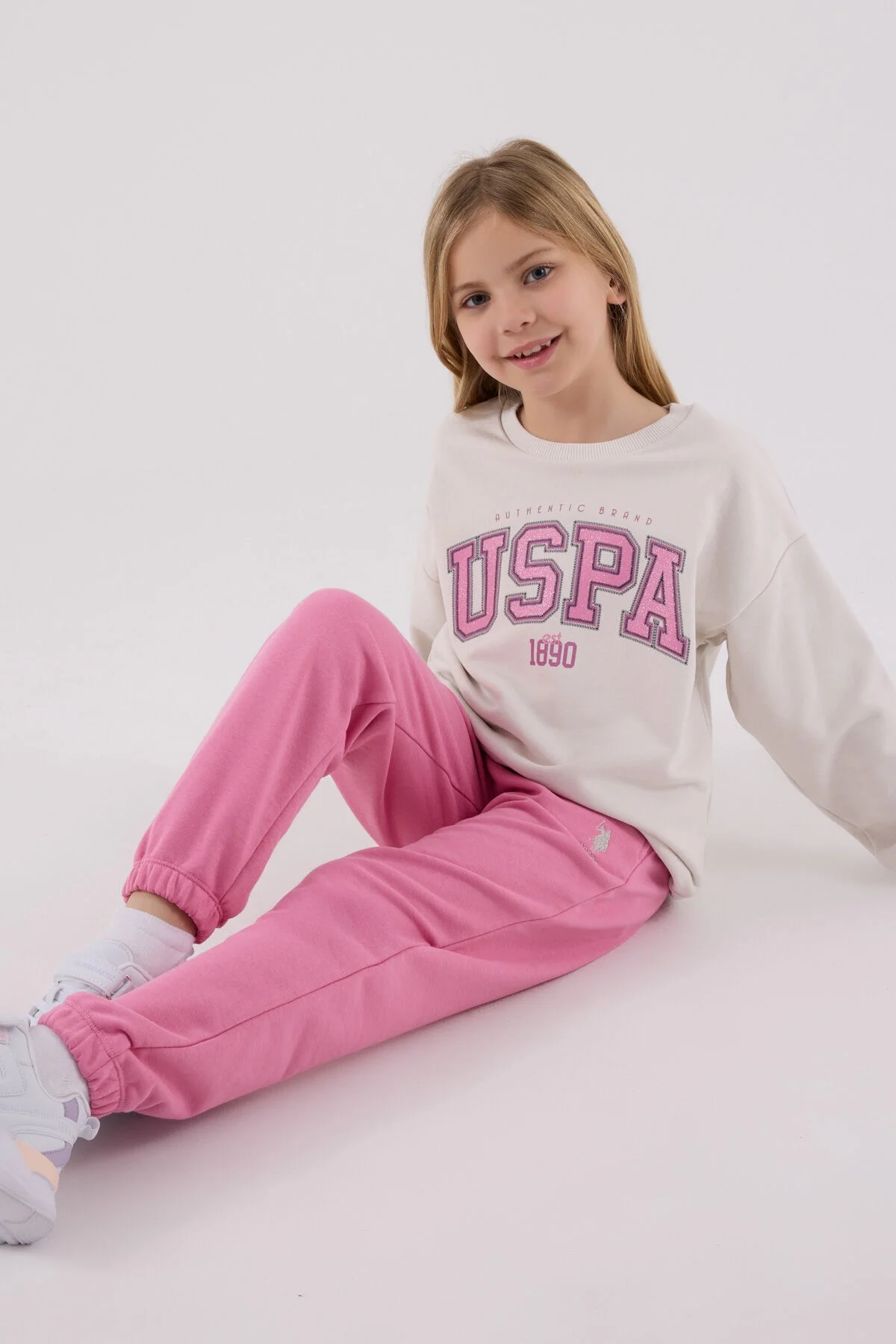 Arnetta U.S. Polo Assn Kız Çocuk Beyaz Eşofman Takımı Eşofman Takımı Toptan