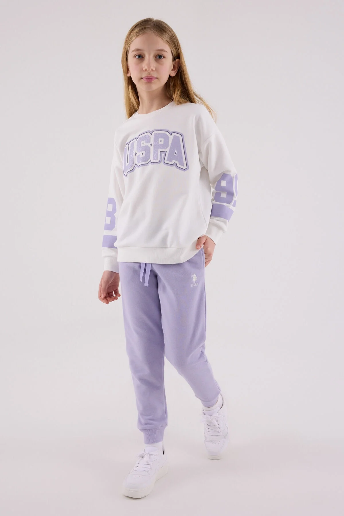 Arnetta U.S. Polo Assn Kız Çocuk Beyaz Eşofman Takımı Eşofman Takımı Toptan