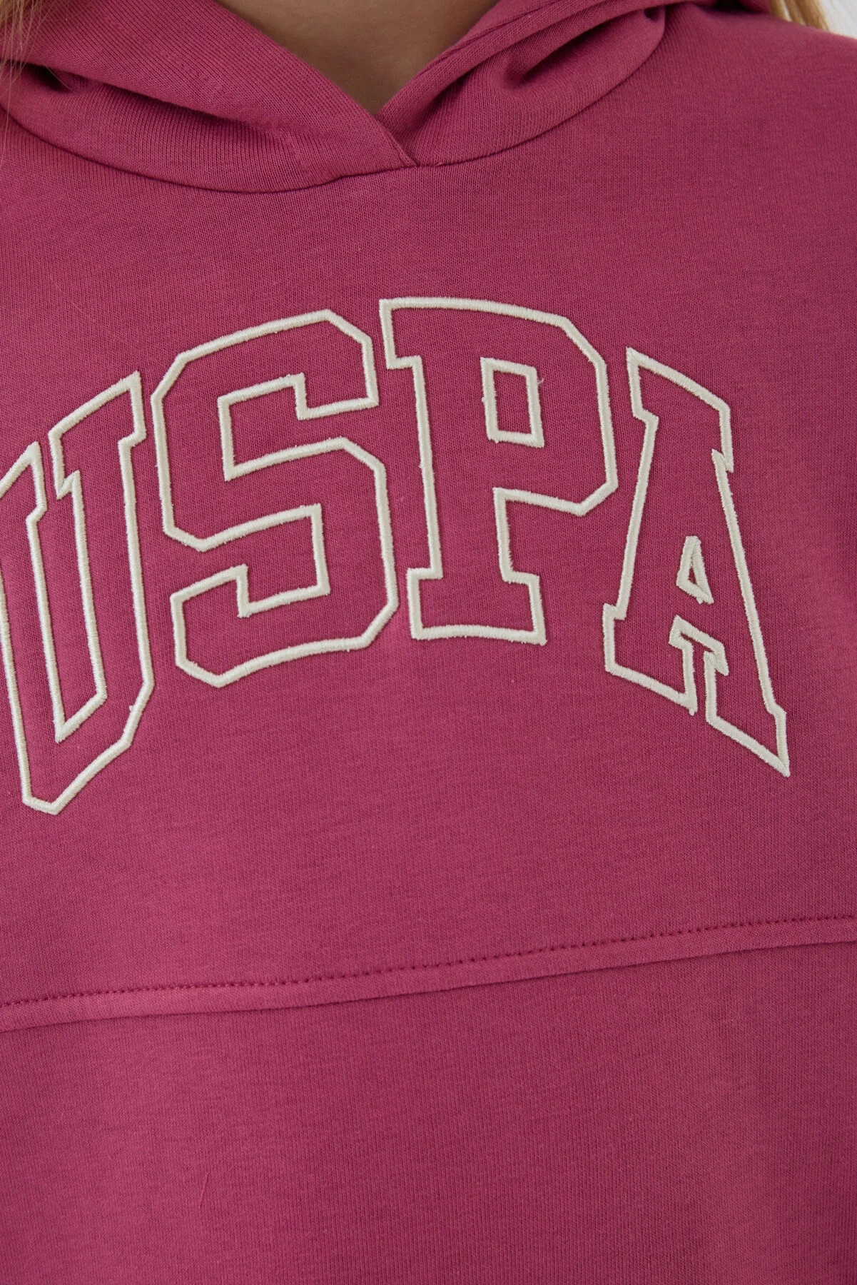 Bordo USPA marka kız çocuk eşofman takımı, kapüşonlu üst ve pantolon, spor stil, çocuk giyim