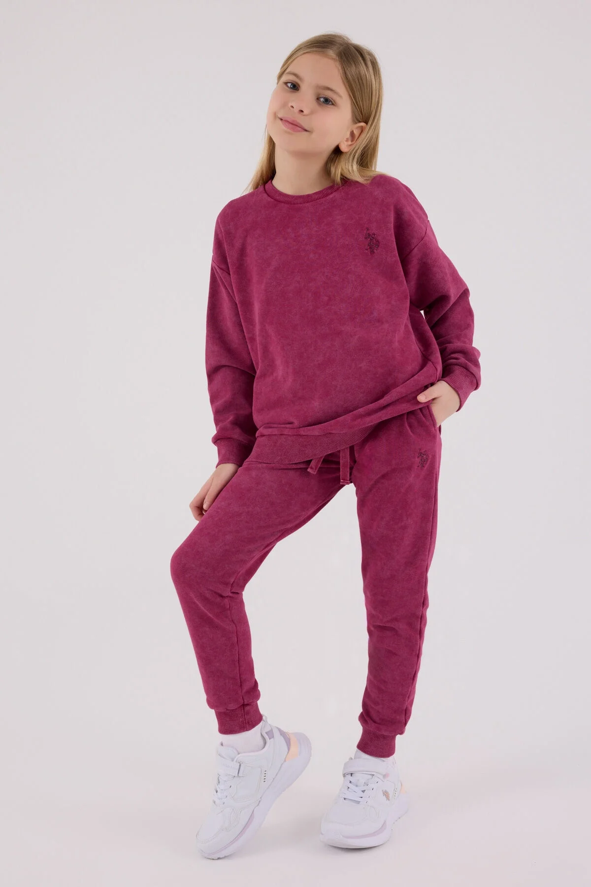 Arnetta U.S. Polo Assn Kız Çocuk Bordo Eşofman Takımı Eşofman Takımı Toptan