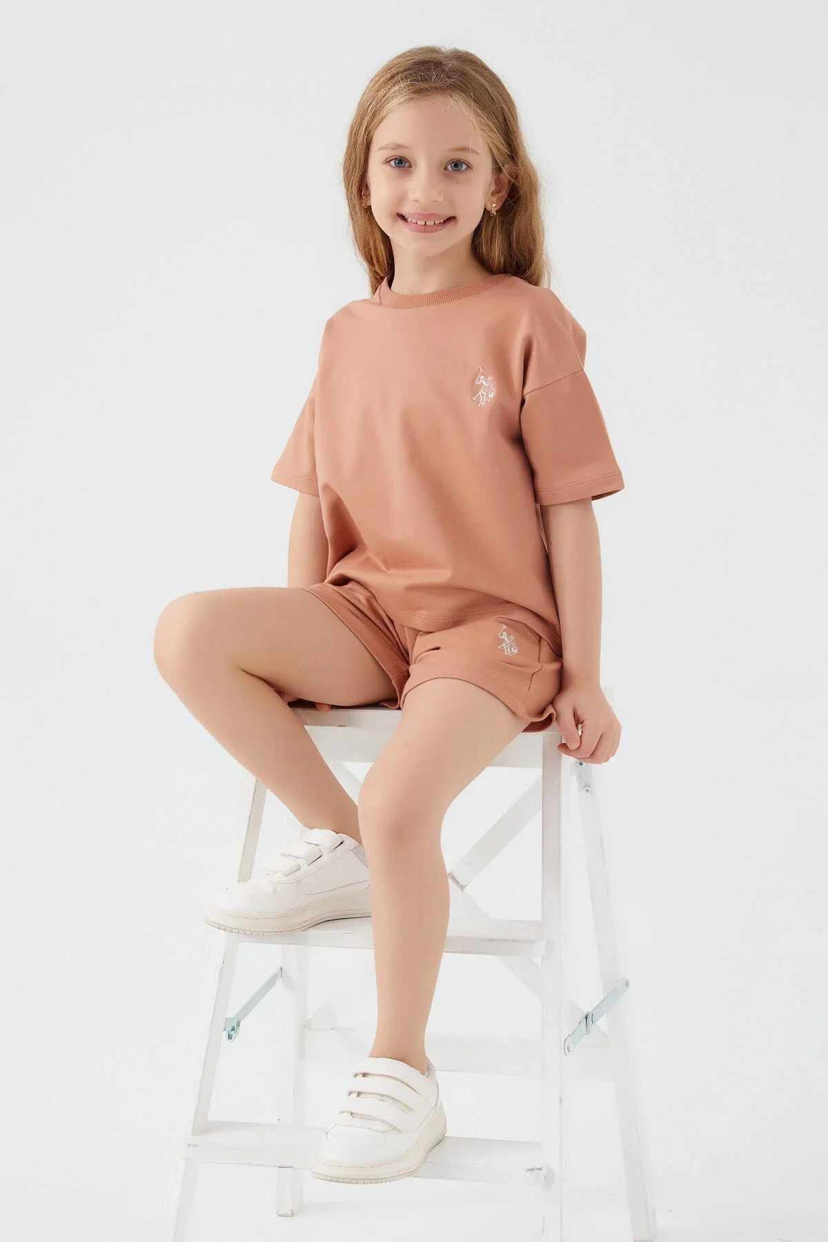 Arnetta U.S. Polo Assn Kız Çocuk Bordo Şort Takım Şort Takım Toptan