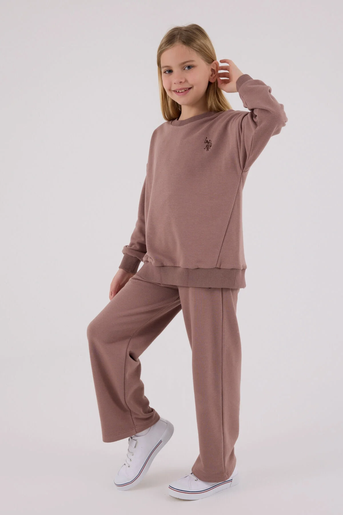 Arnetta U.S. Polo Assn Kız Çocuk Kahverengi Eşofman Takımı Eşofman Takımı Toptan