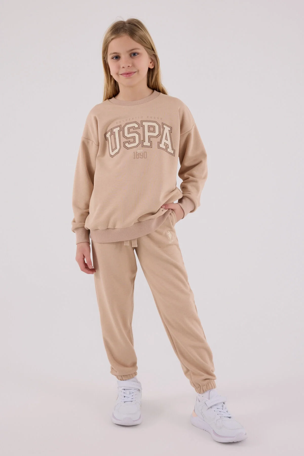 Arnetta U.S. Polo Assn Kız Çocuk Kahverengi Eşofman Takımı Eşofman Takımı Toptan