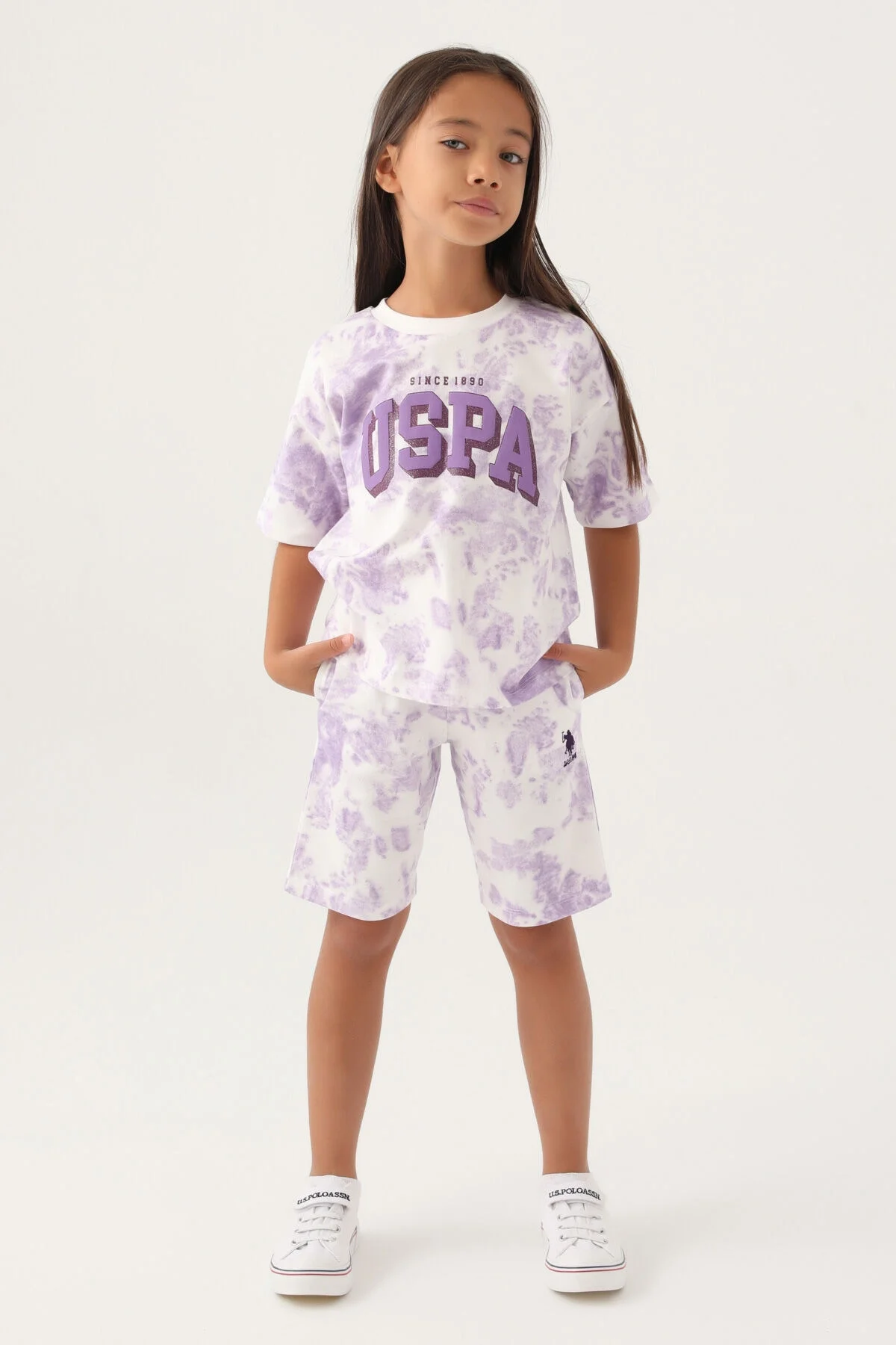 Arnetta U.S. Polo Assn Kız Çocuk Krem Bermuda Takım Bermuda Takım Toptan