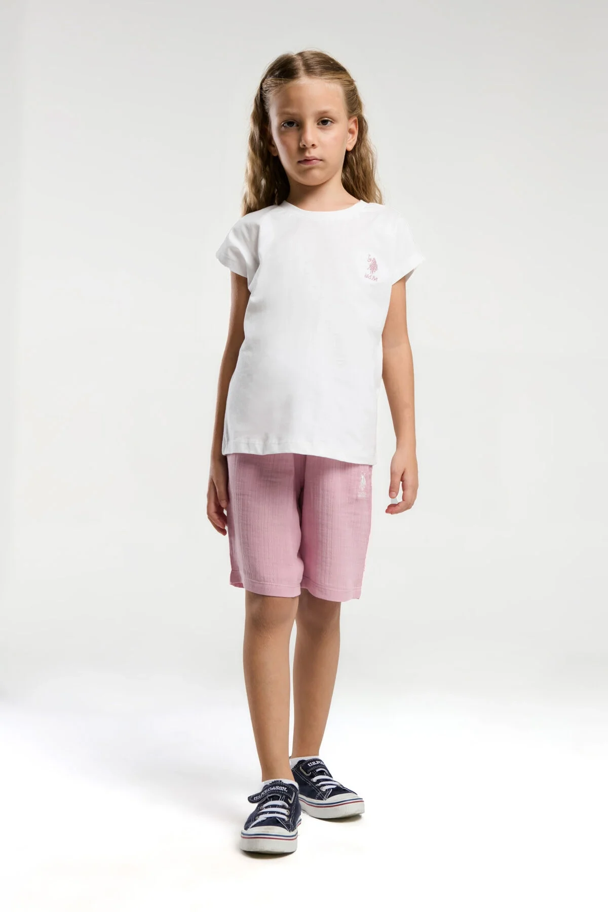 Arnetta U.S. Polo Assn Kız Çocuk Krem Bermuda Takım Bermuda Takım Toptan